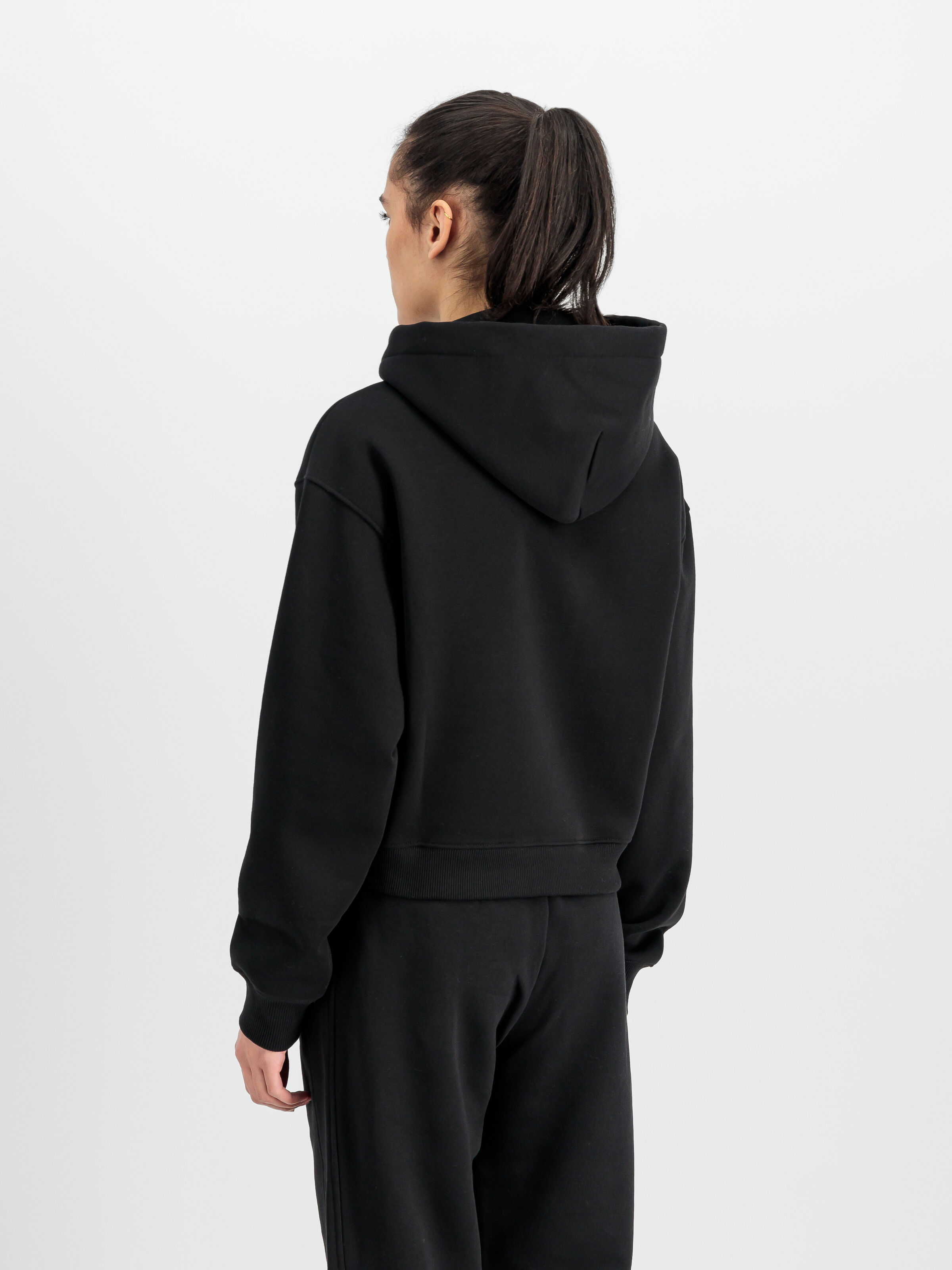 Basic Big Logo Puff Print Hoodie Women black 258040_03_2_model_00003_165825