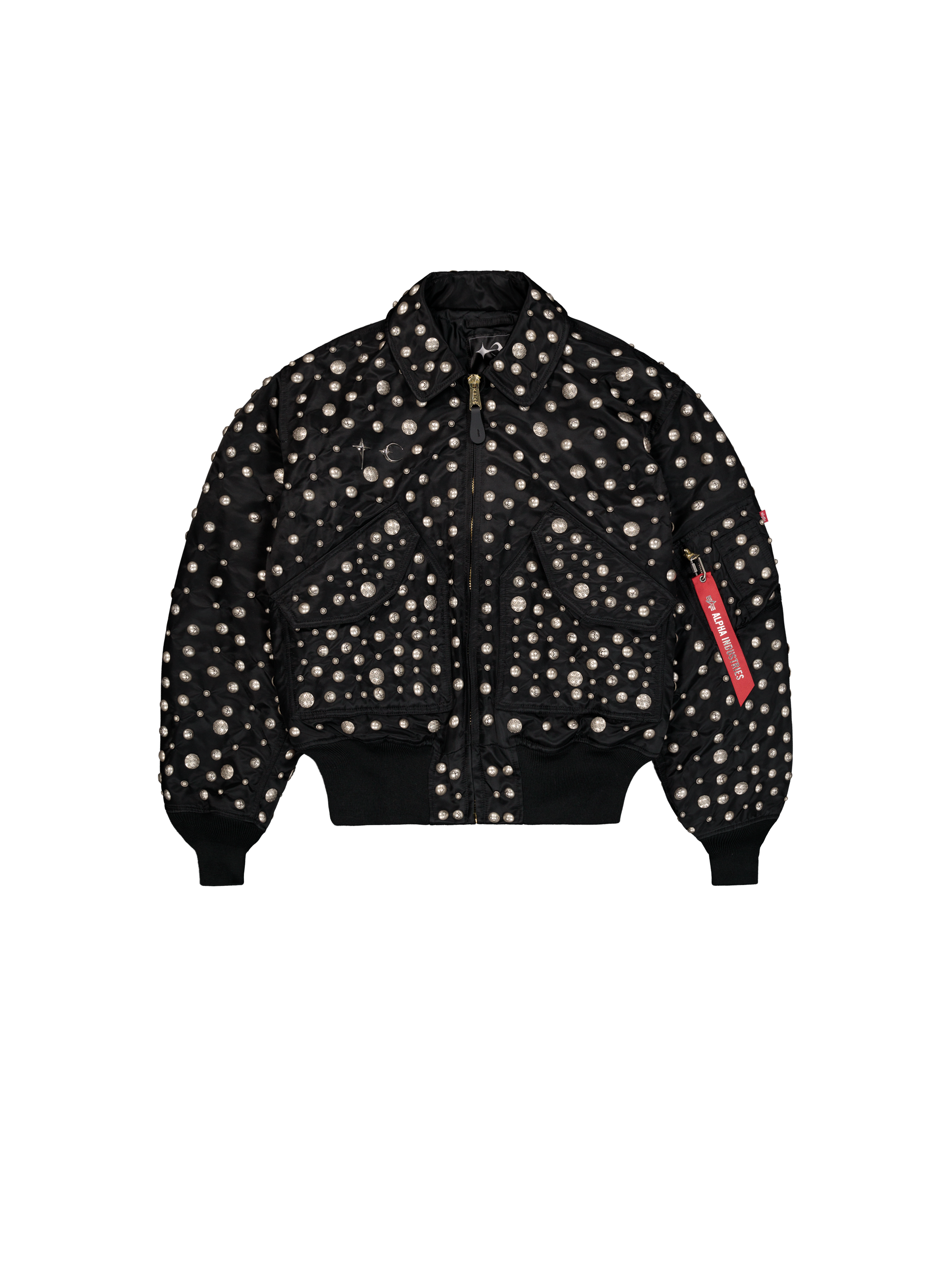 ALPHA x THUG CLUB CWU-45P ALL OVER RIVET Bomber Jacket black 258151_03_1_flatlay_00001_208834.png