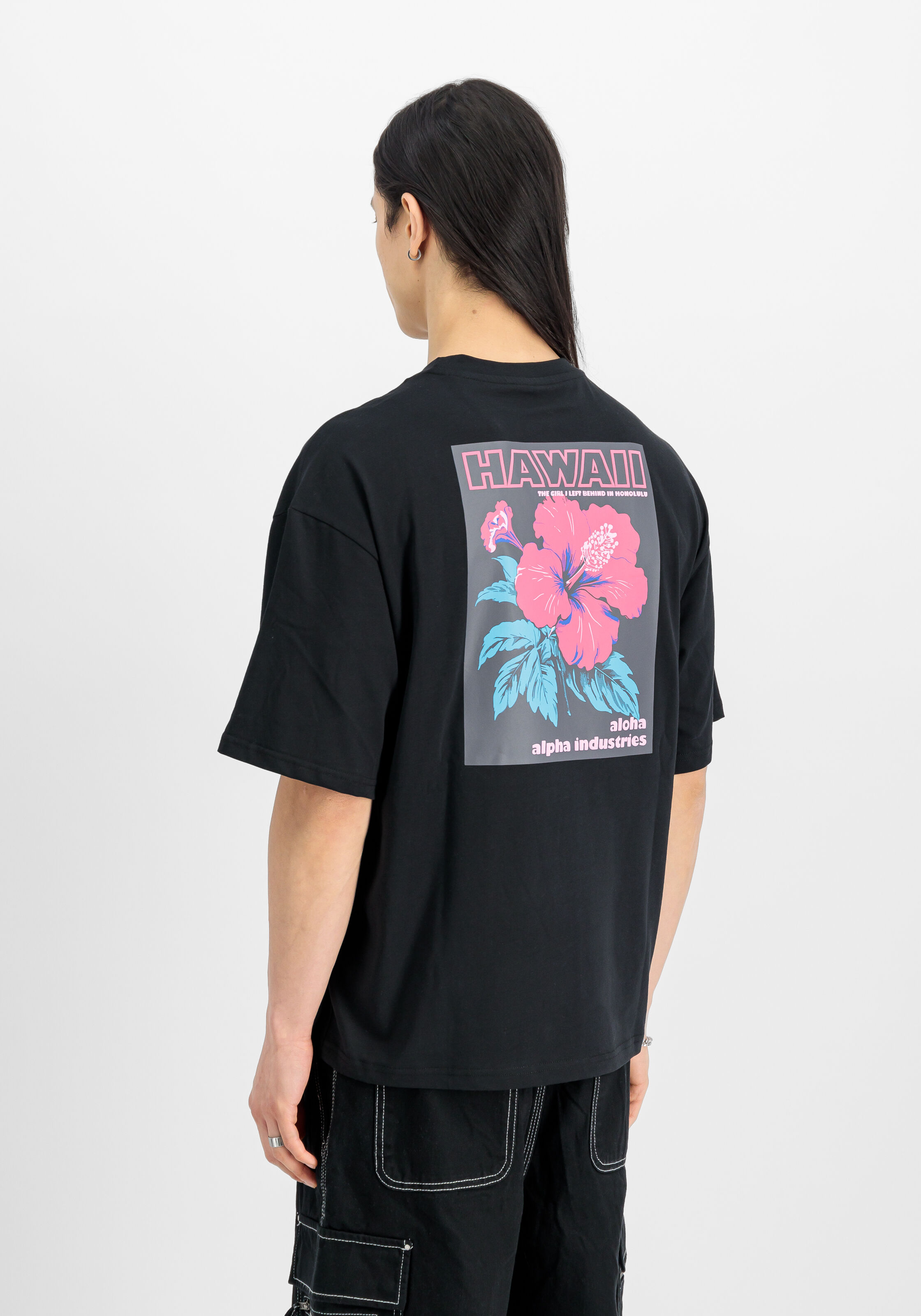 Aloha Flower Backprint T-Shirt black 156523_03_2_model_00004_147389