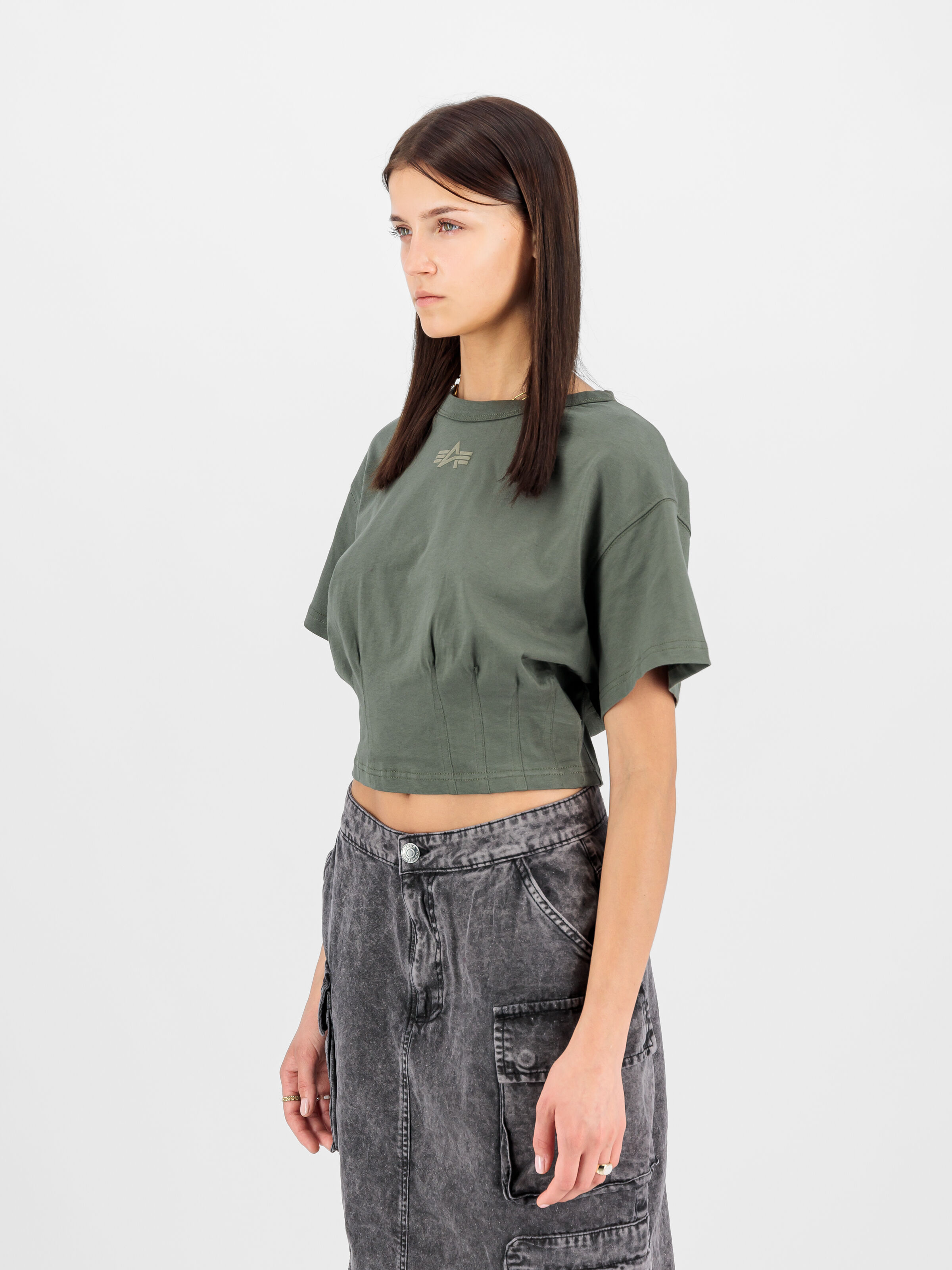 Waisted T-Shirt Women dark olive 148070_142_2_model_00003_103677