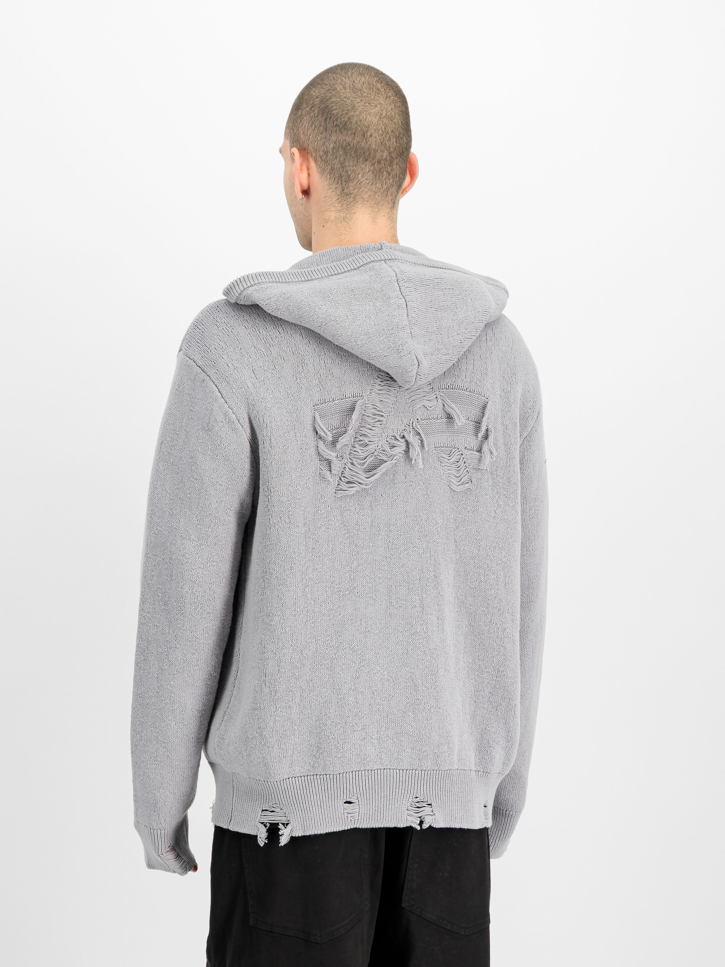 Distressed Knit Hooded Jacket silver 268404_31_2_model_00003_247720