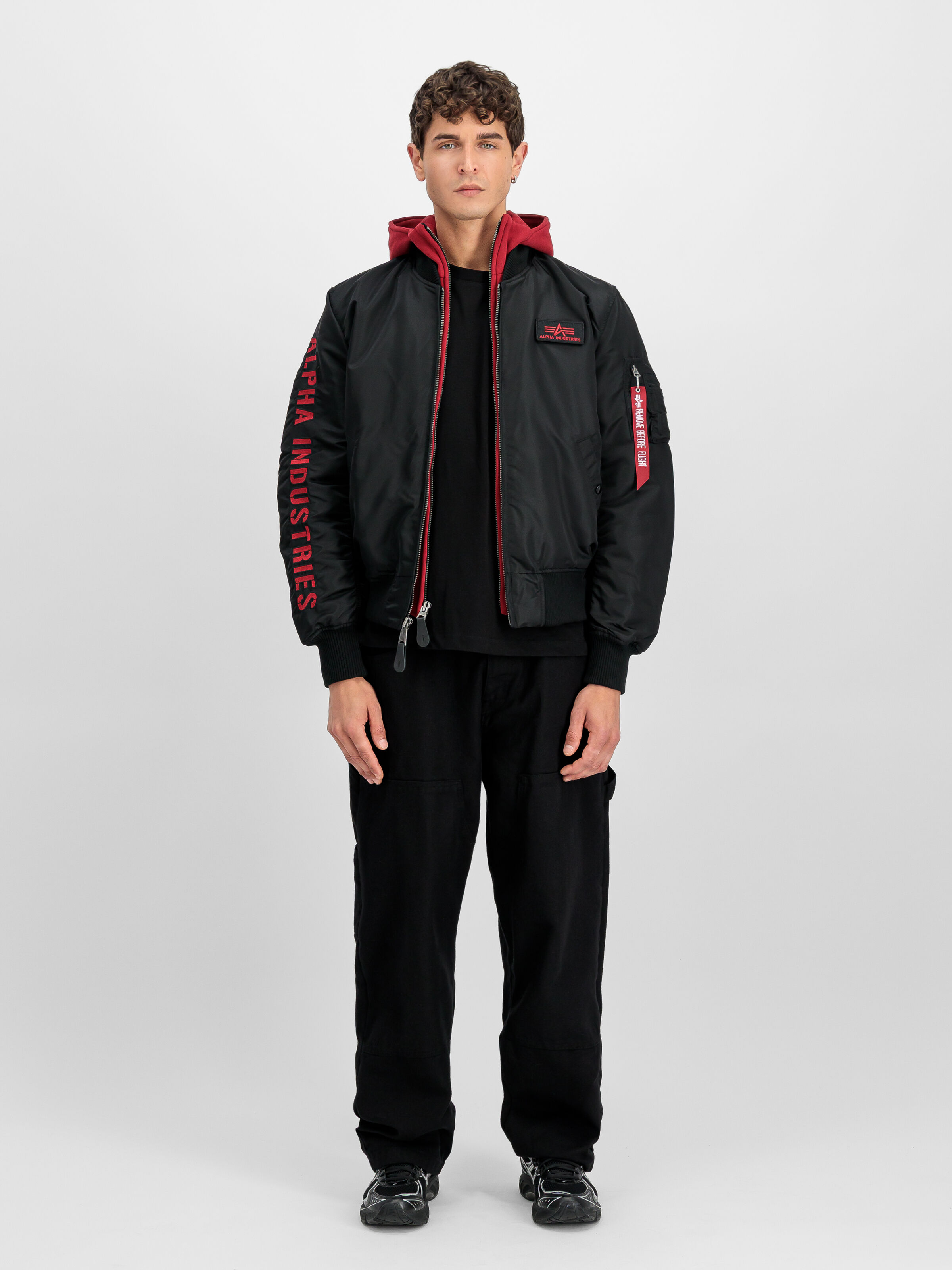 MA-1 D-Tec Sleeve Embroidery Bomber Jacket black/red 133104_94_2_model_00001_190203