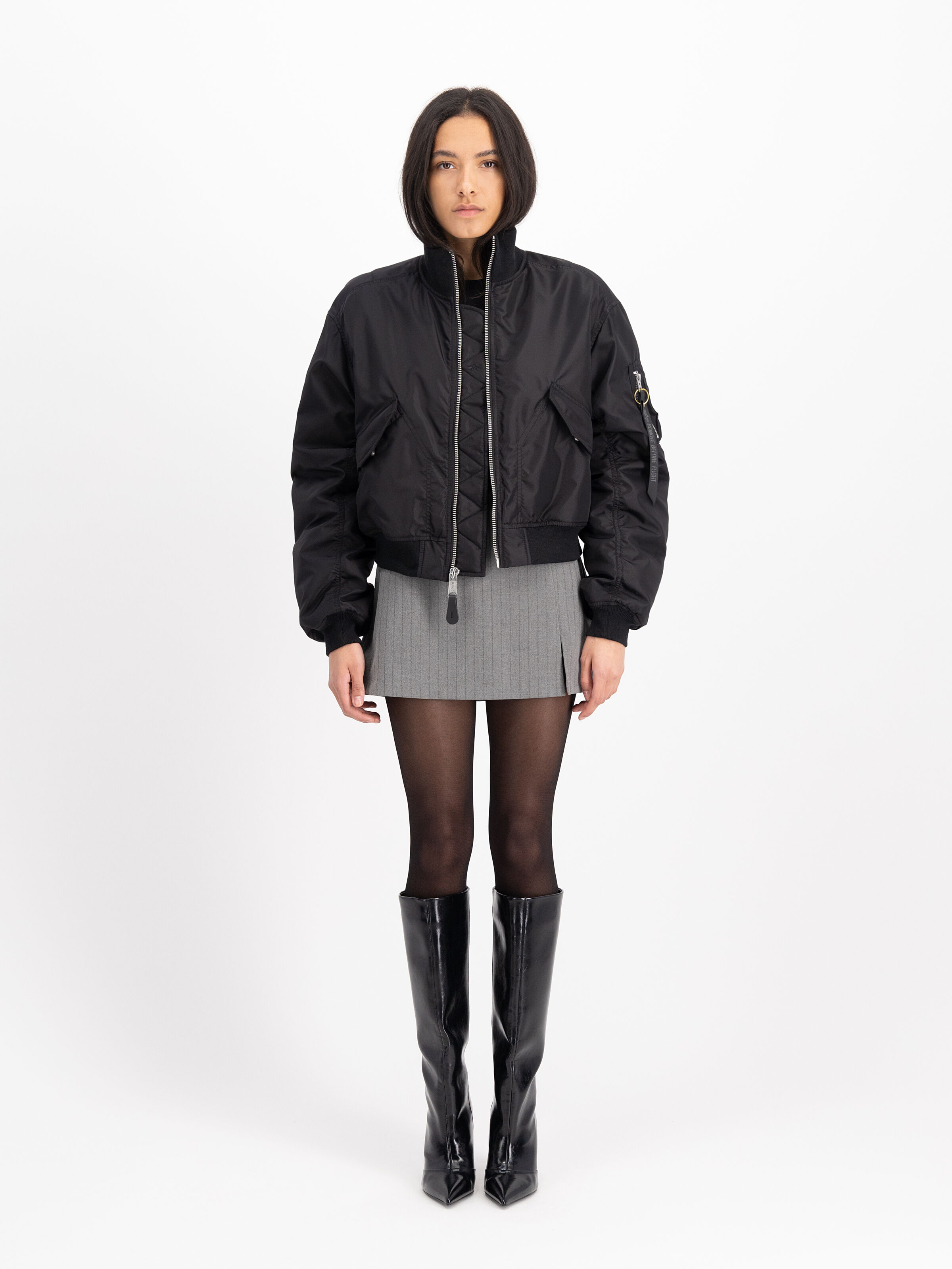 MA-1 Cropped Bomber Jacket Women black 258010_03_2_model_00001_165125