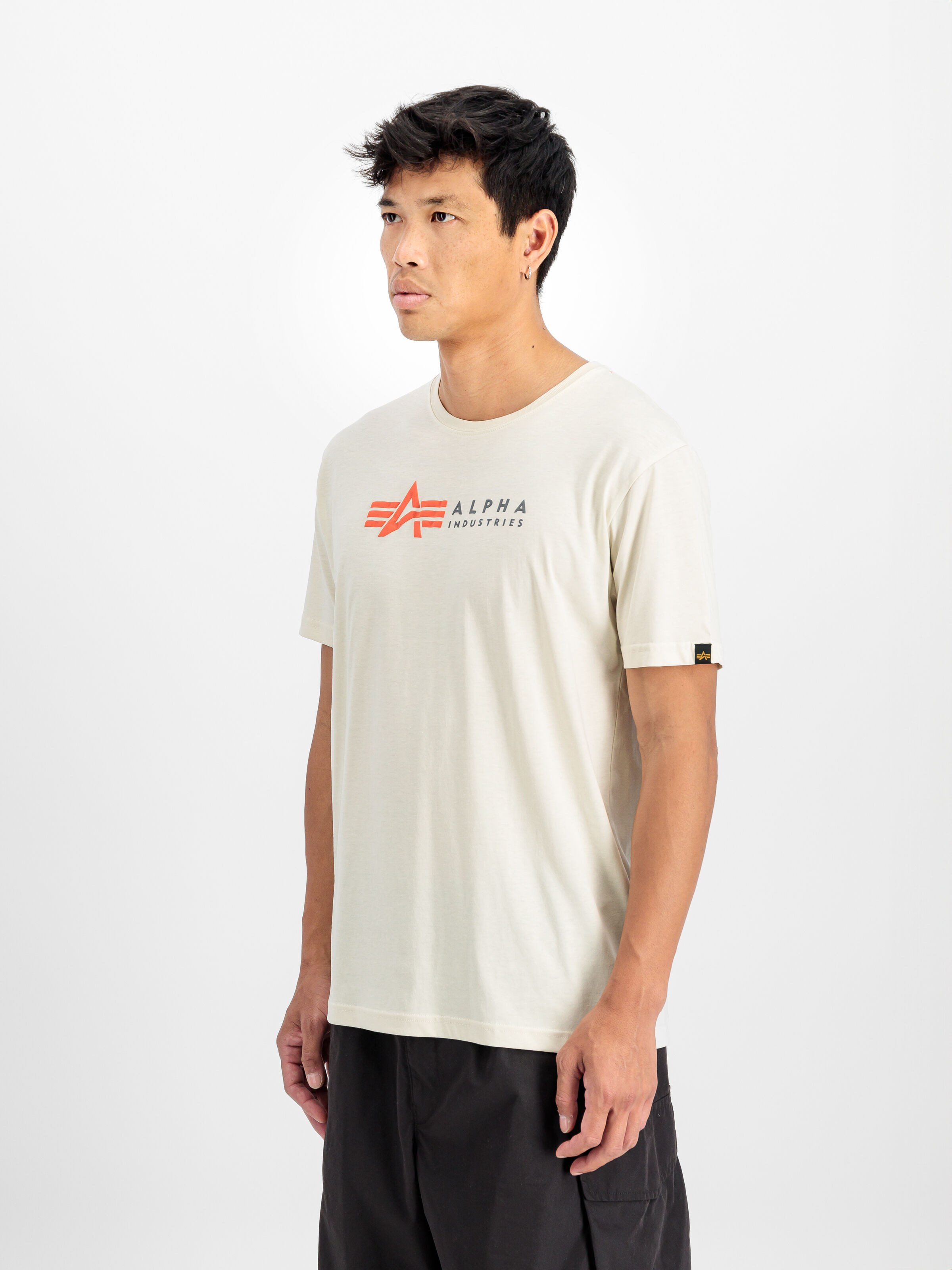 Alpha Label Puff Print T-Shirt vintage white 118502PP_300_2_model_00003_118591