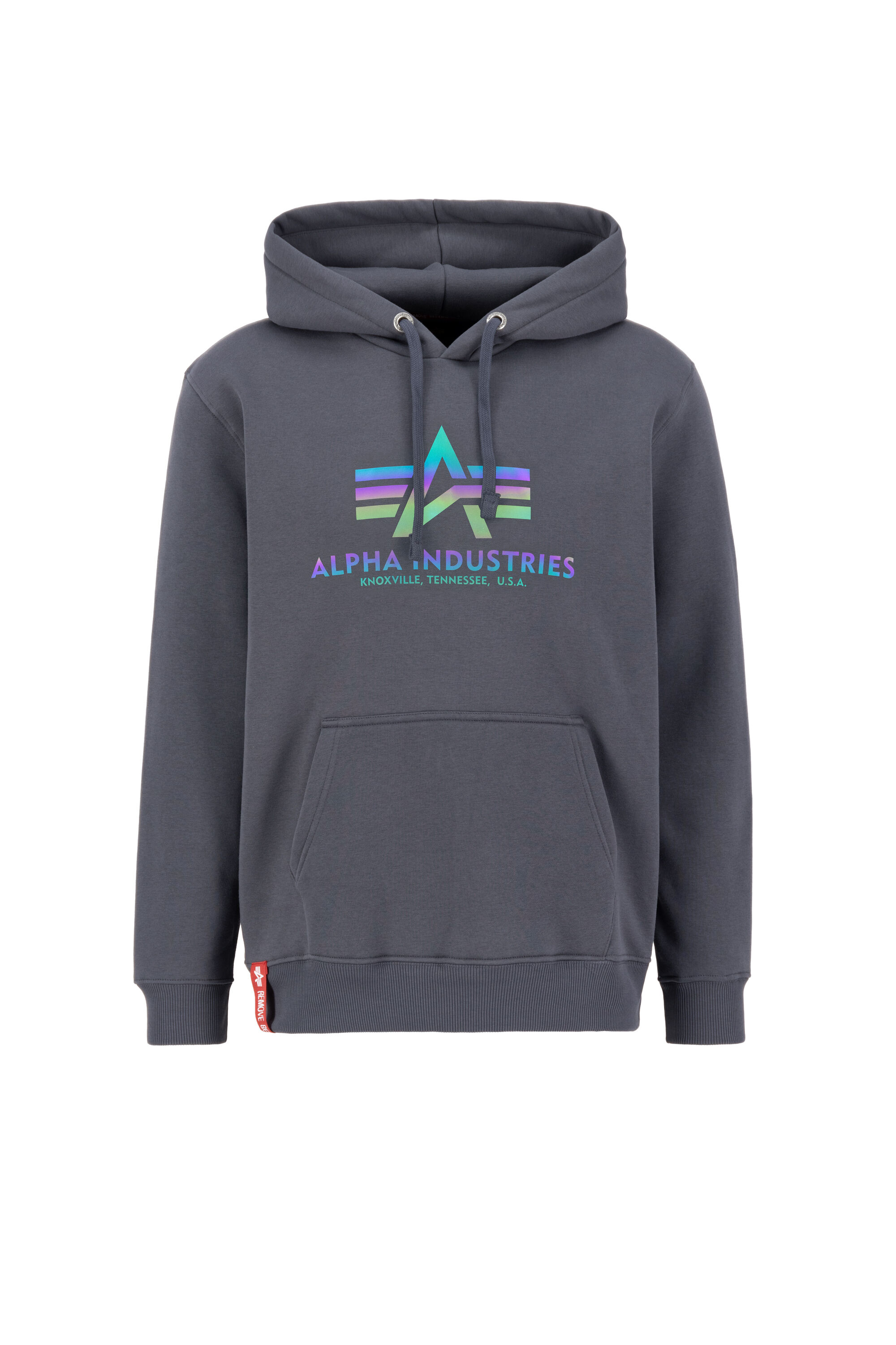 Basic Rainbow Reflective Print Hoodie greyblack 178312RR_136_002_130330