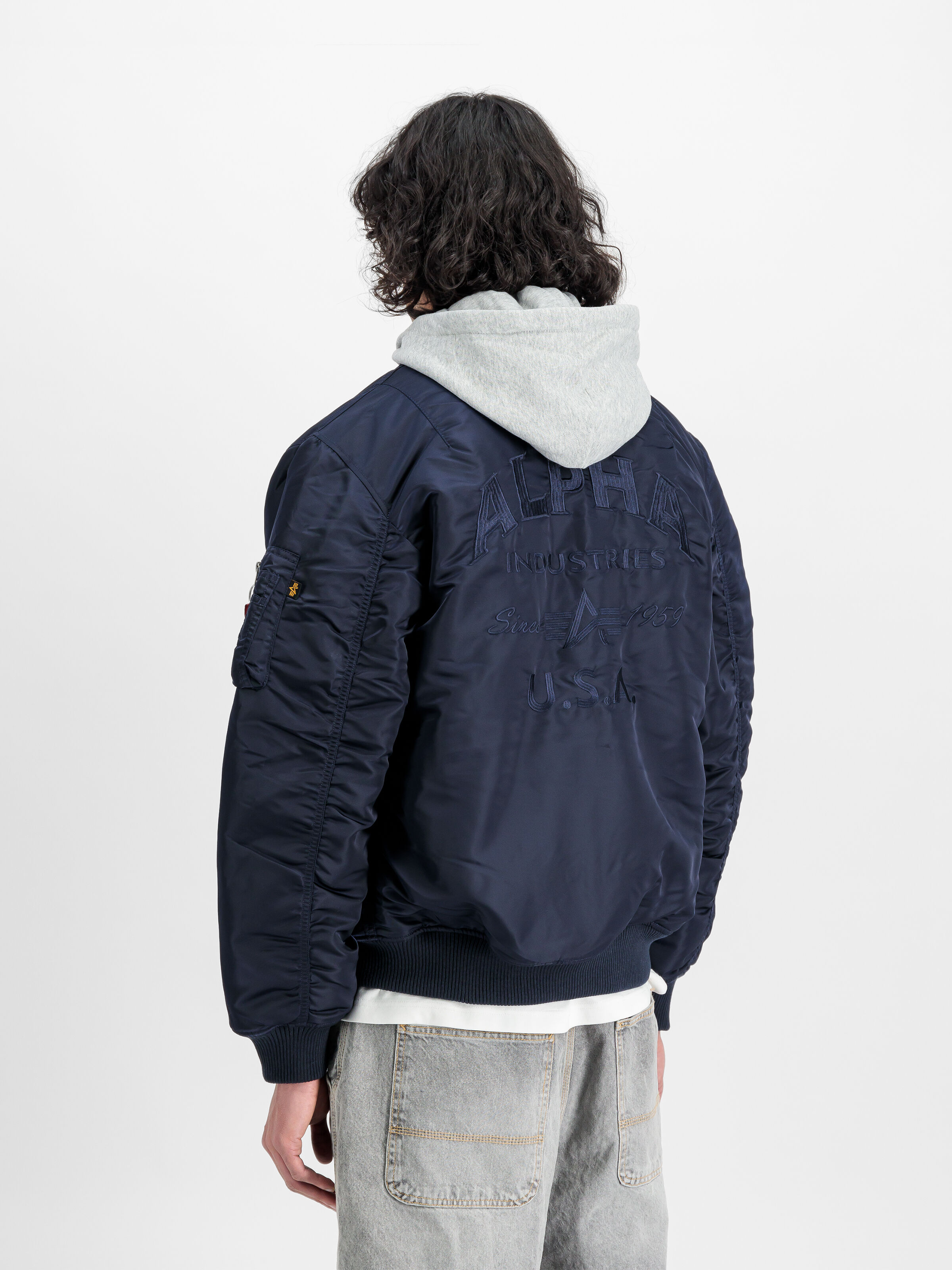 MA-1 Zip Hood Back Embroidery Bomber Jacket ultra navy 138105_697_2_model_00004_129167