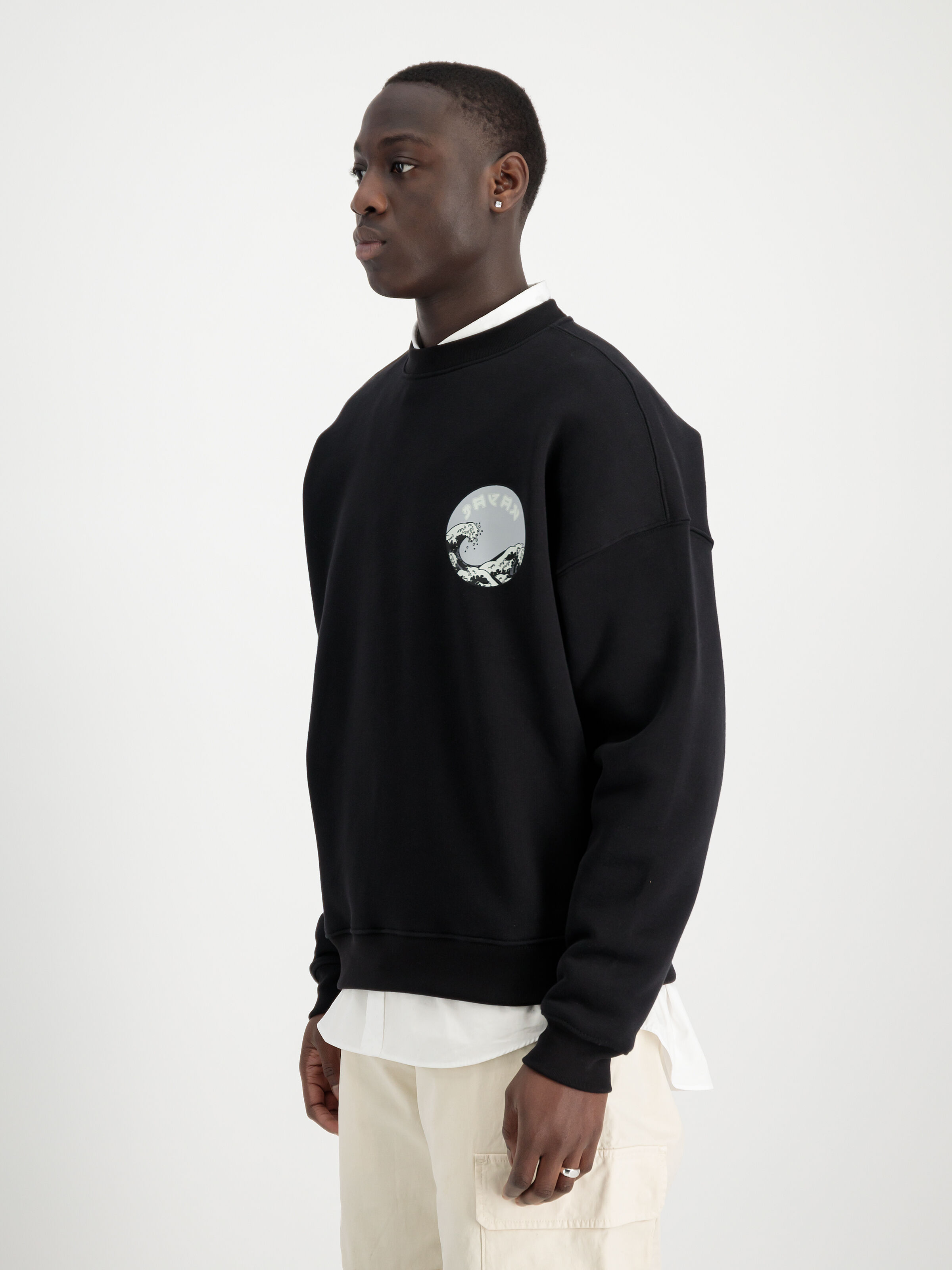 Japan Wave Warrior Sweatshirt black/white 146309_95_2_model_00003_124391