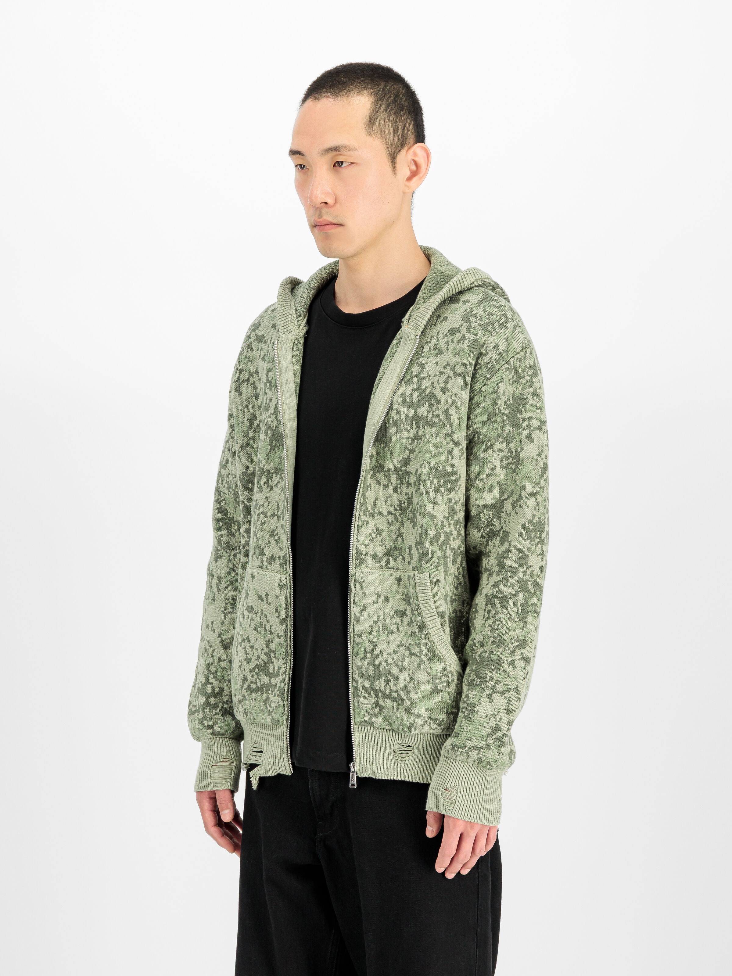 Distressed Knit Hooded Jacket M48 forest camo 268404_905_2_model_00002_243850