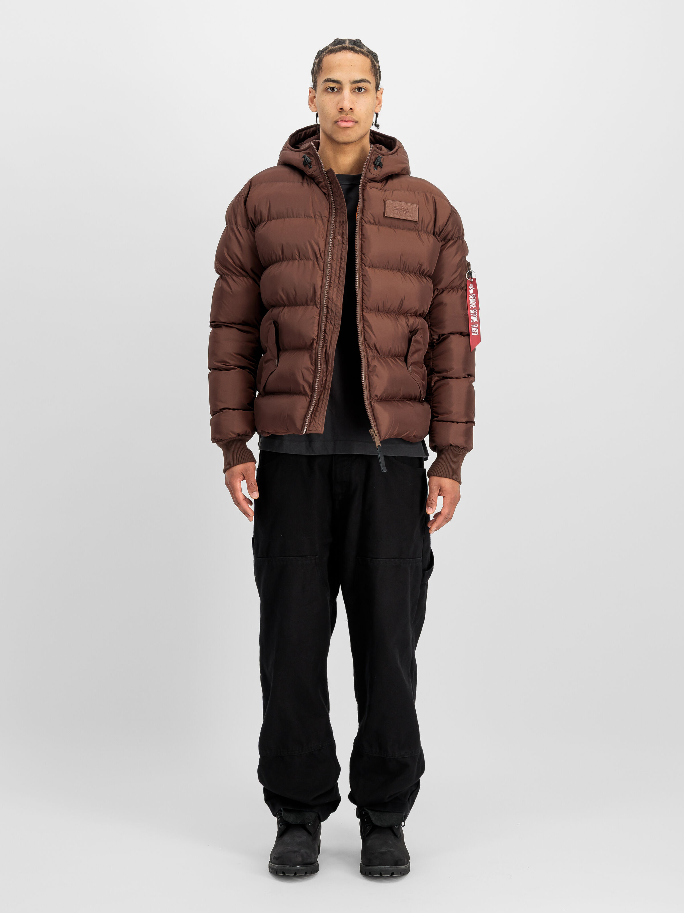 Hooded Puffer Faux Down Winter Jacket powder brown 118113_204_2_model_00001_235153