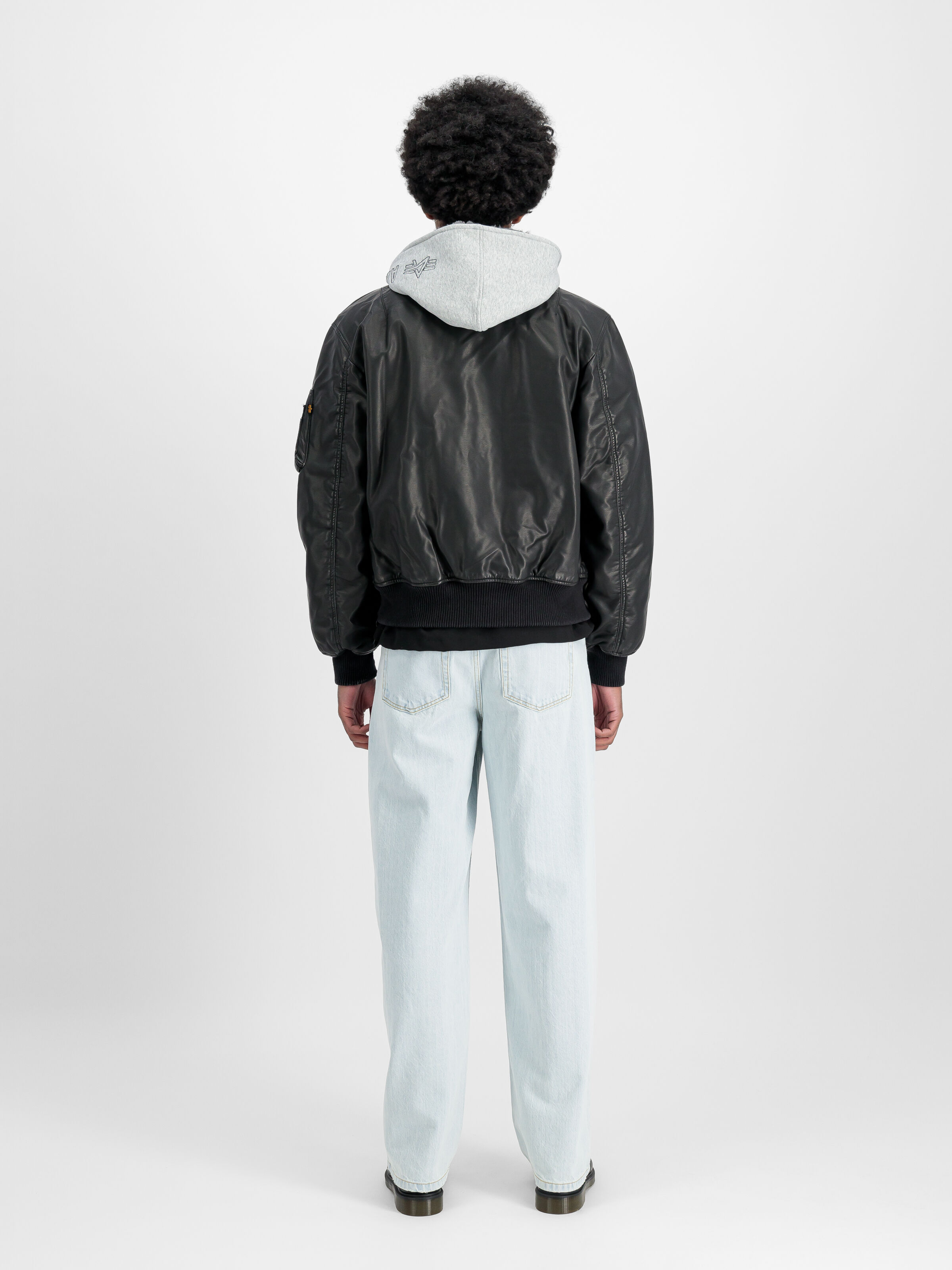 MA-1 D-Tec Faux Leather Bomber Jacket black/grey 123106_198_2_model_00002_130758