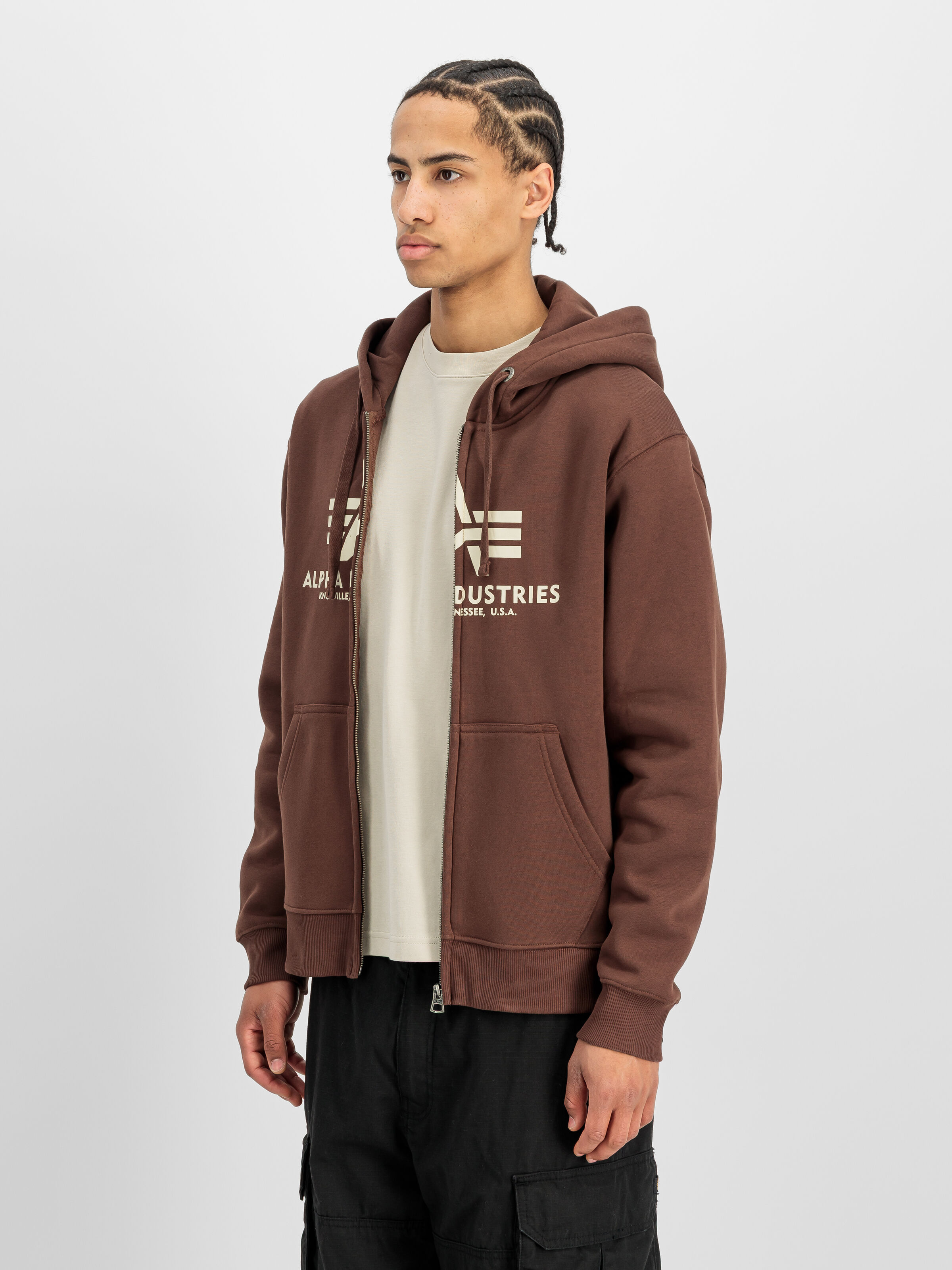 Basic Big Logo Zip Hoodie powder brown 178325_204_2_model_00002_235341
