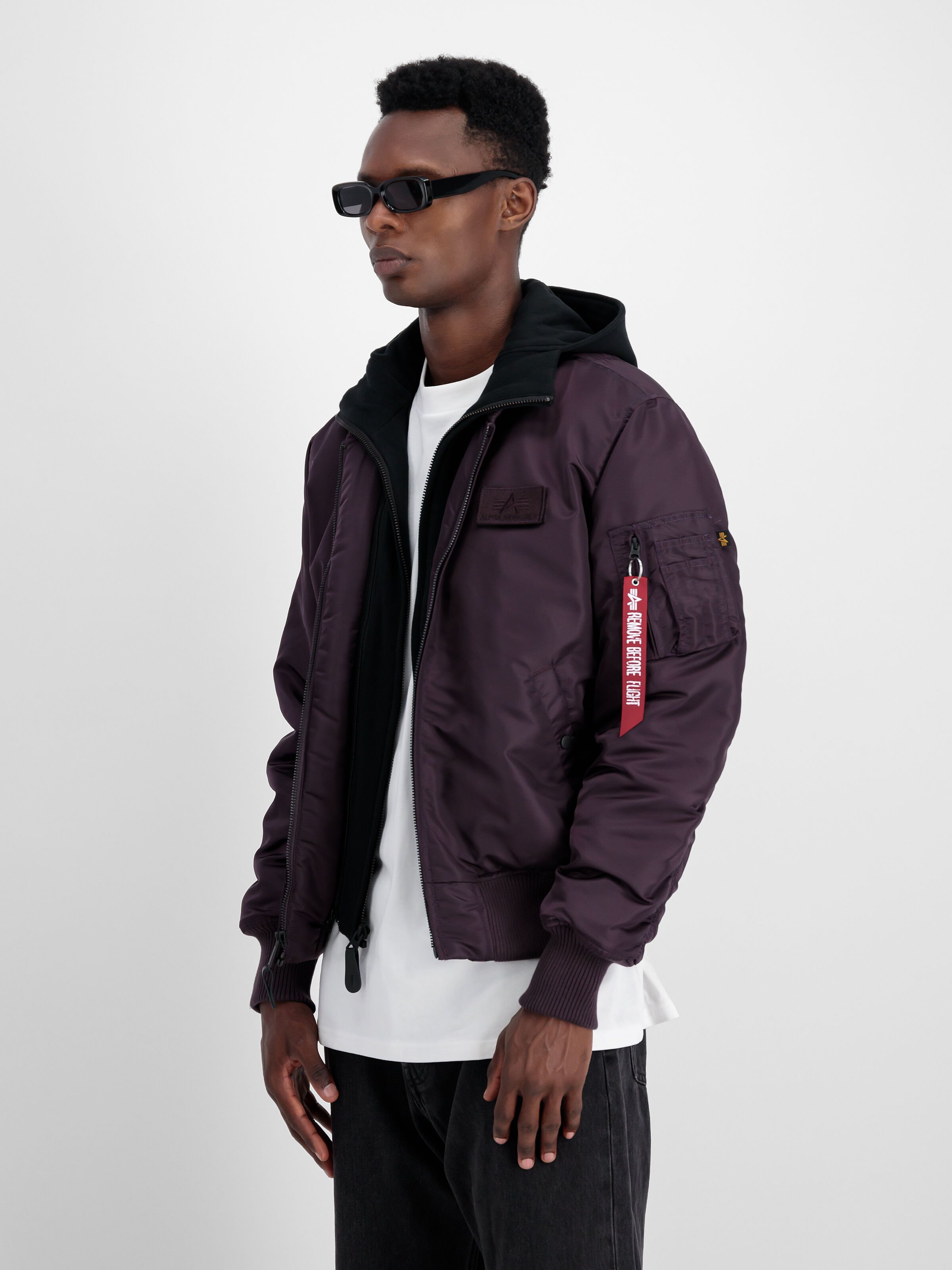 MA-1 D-Tec Hood Bomber Jacket Plum 183110_719_2_model_00003_97440