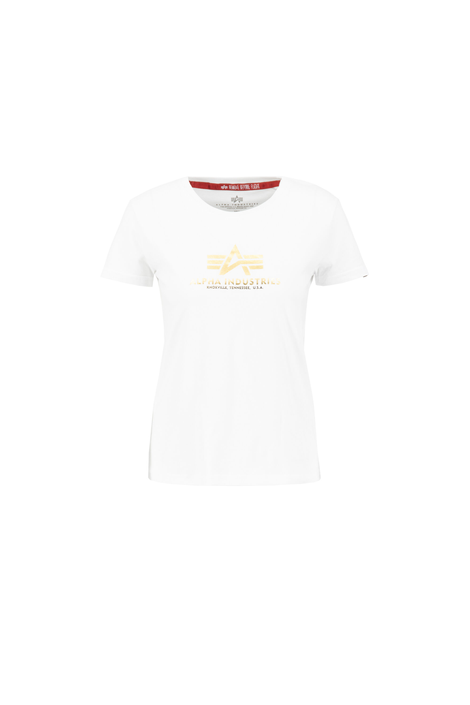 New Basic Foil Print Women T-Shirt white/yellow gold 196051FP_590_alpha_industries_new_basic_t_wmn_foil_print_bust_front_122144.jpg