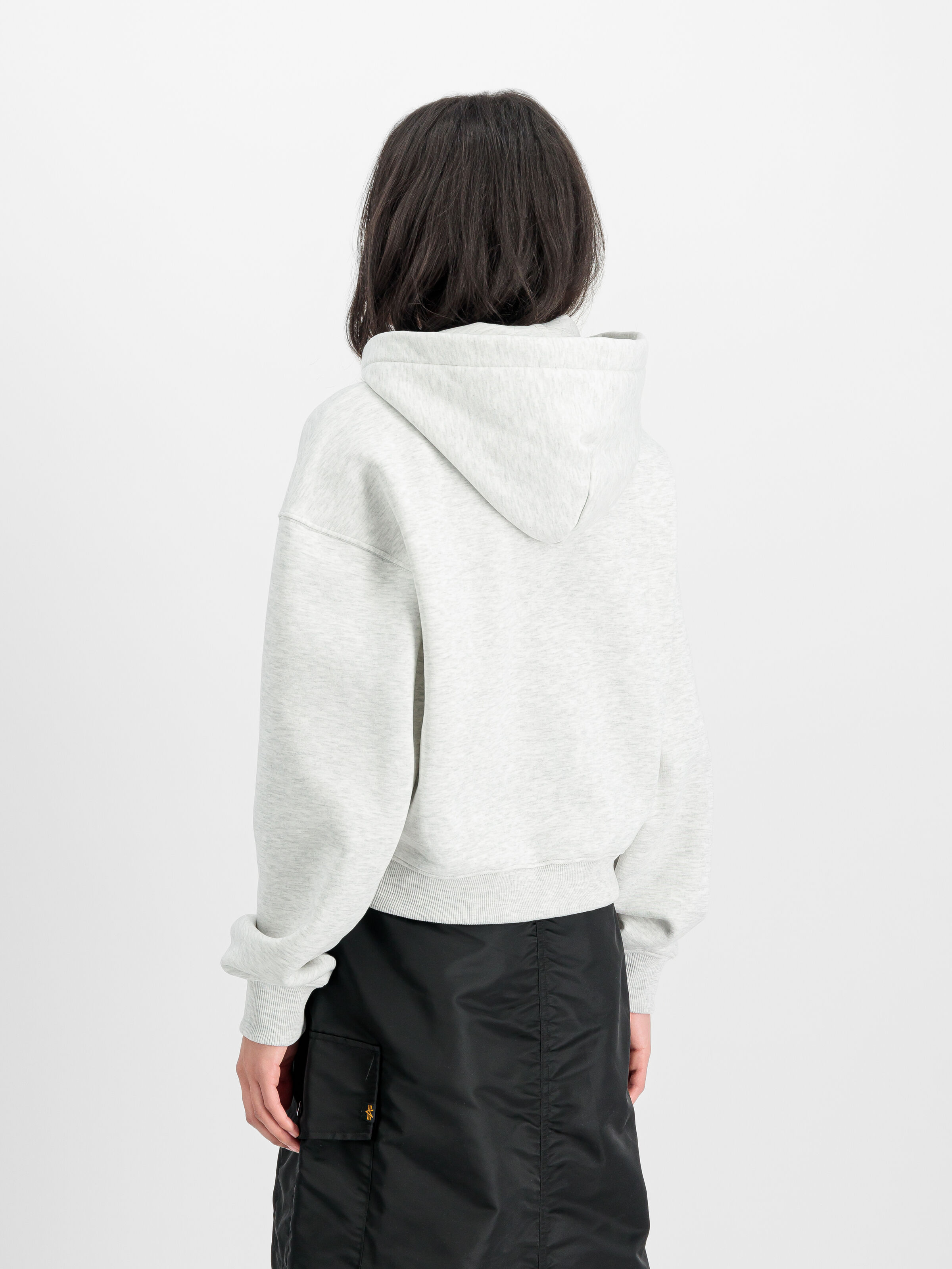 Basic Big Logo Puff Print Hoodie Women pastel grey melange 258040_752_2_model_00003_165930