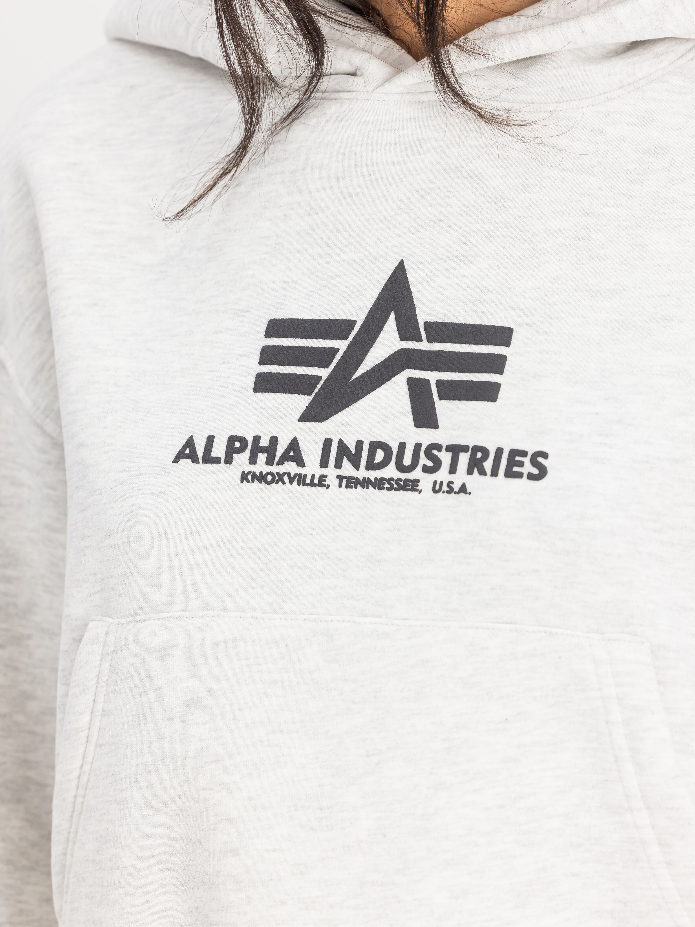 Basic Big Logo Puff Print Hoodie Women pastel grey melange 258040_752_3_detail_00001_165931