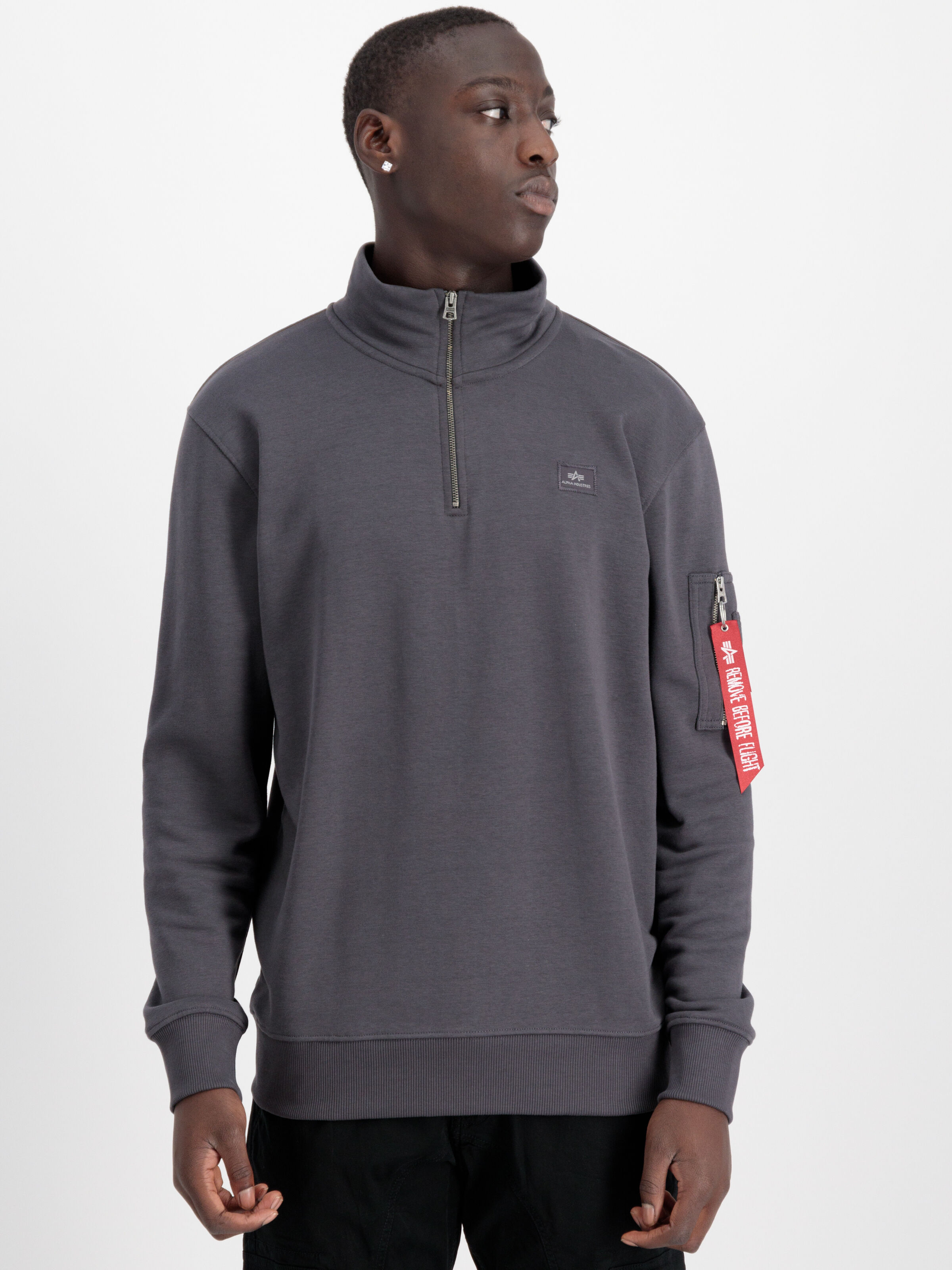 X-Fit Half Zip Sweatshirt vintage grey 108310_684_alpha_industries_x-fit_half_zip_sweater_00001_183041