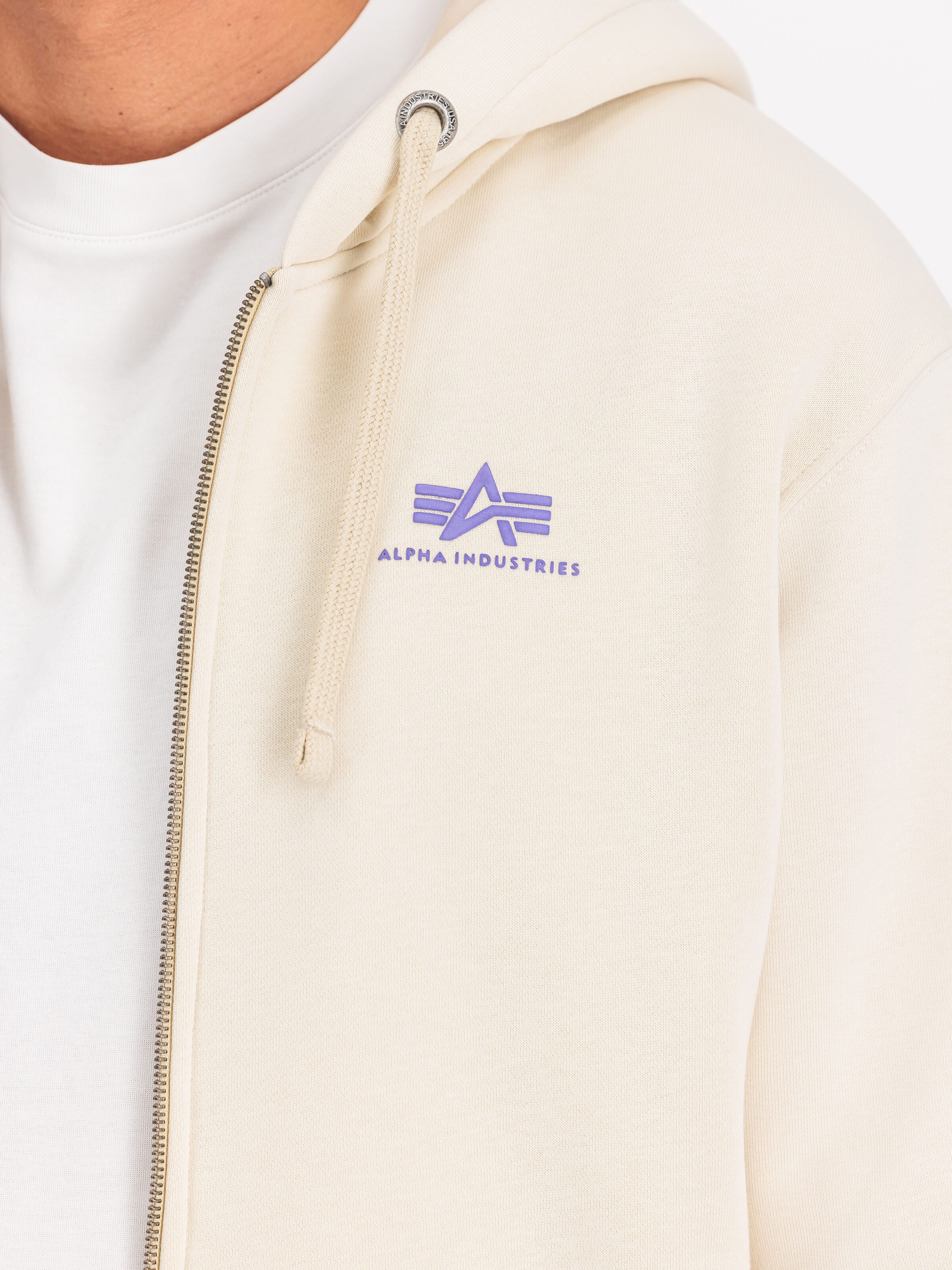Basic Small Logo Zip Hoodie vintage white 118342_300_3_detail_00001_118613