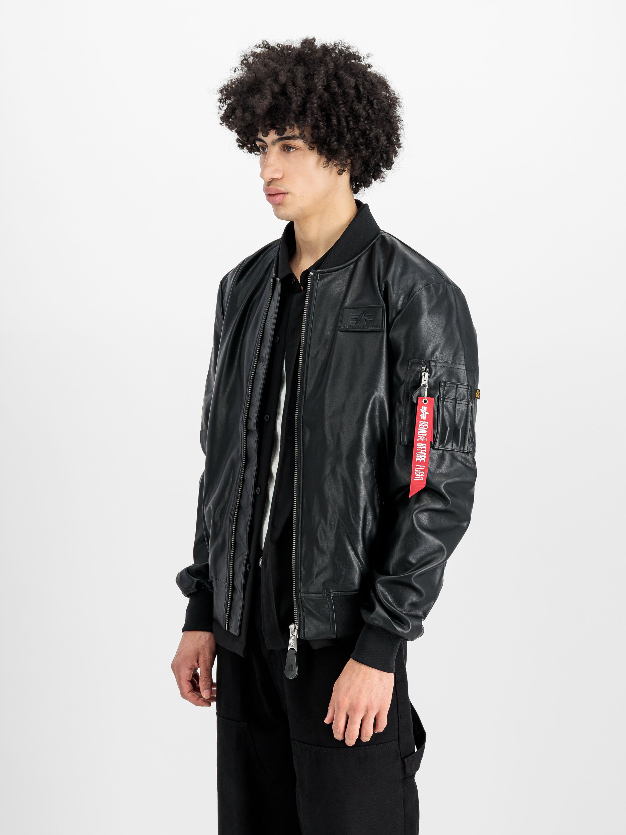 MA-1 VF Vegan Leather Light Bomber Jacket black 106108_03_2_model_00002_156866