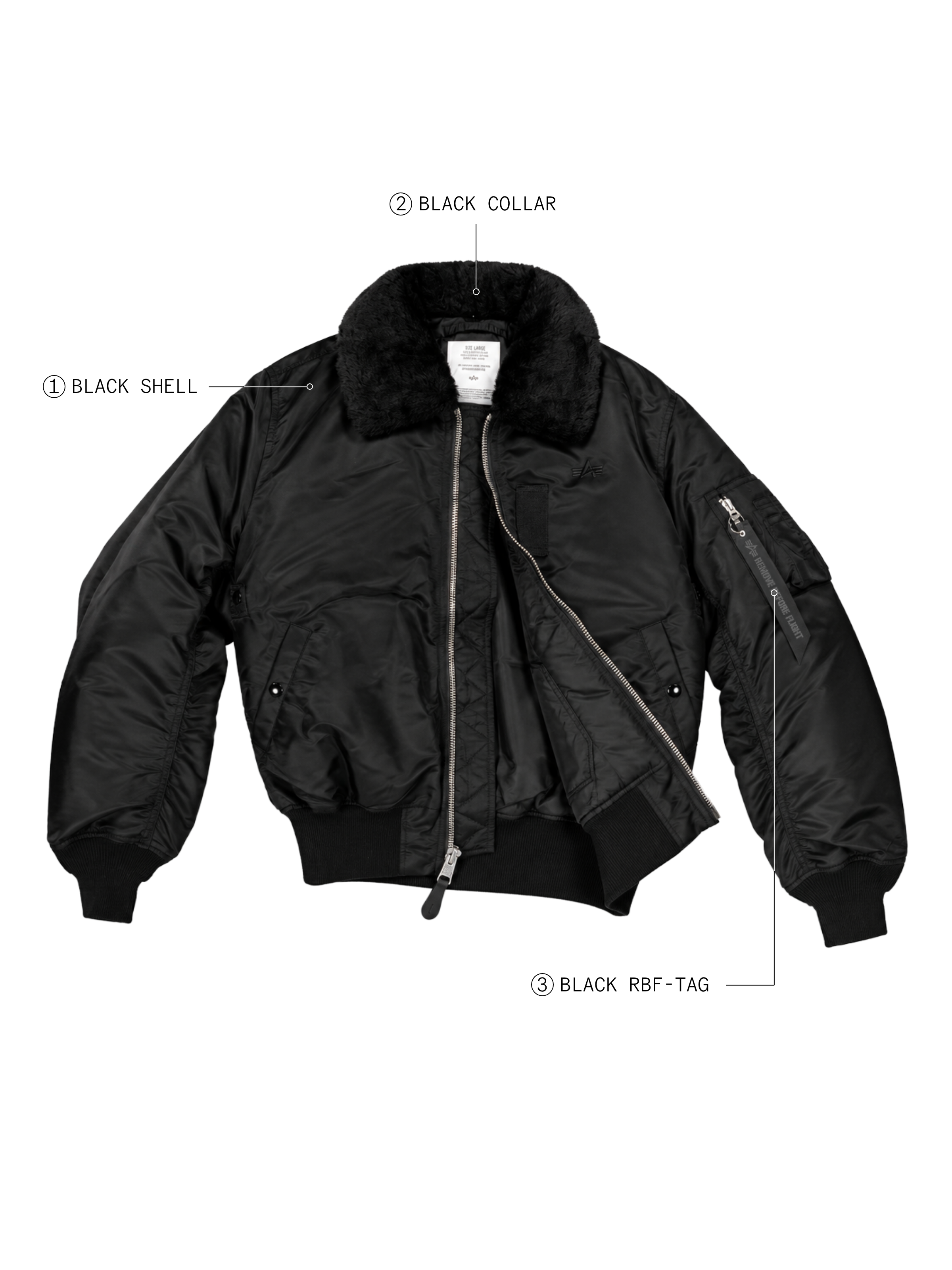 B-15 Intermediate Loose Bomber Jacket all black 268161_404_3_detail_00003_247751