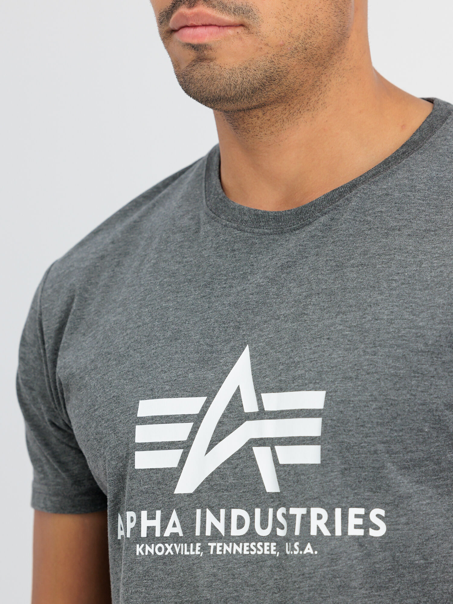 Basic Big Logo T-Shirt charcoal heather/white 100501_597_alpha_industries_basic_t_004_126586