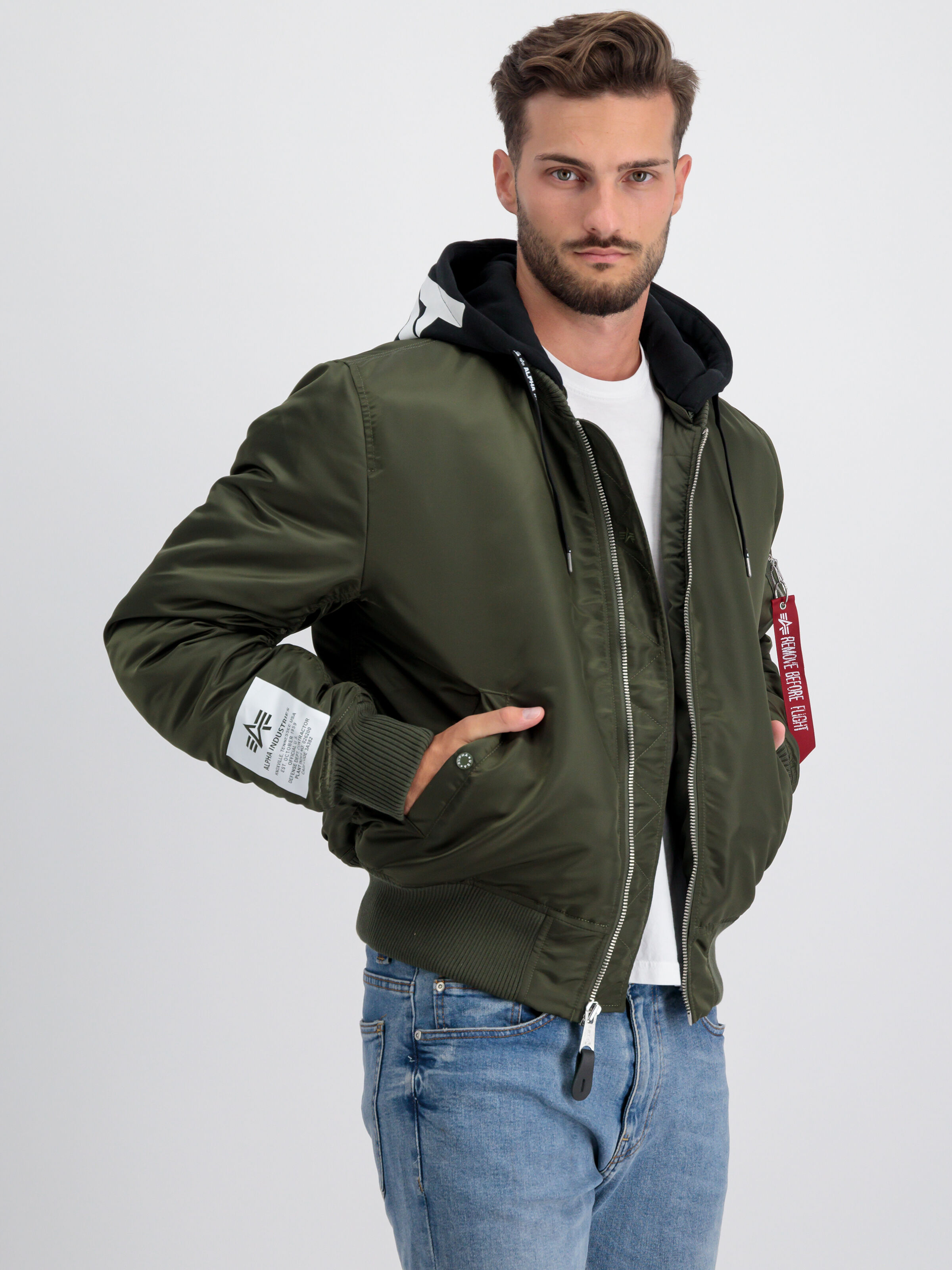 MA-1 Zip Hood Print Bomber Jacket dark olive 118101_142_alpha_industries_ma_1_zhp_001_183237
