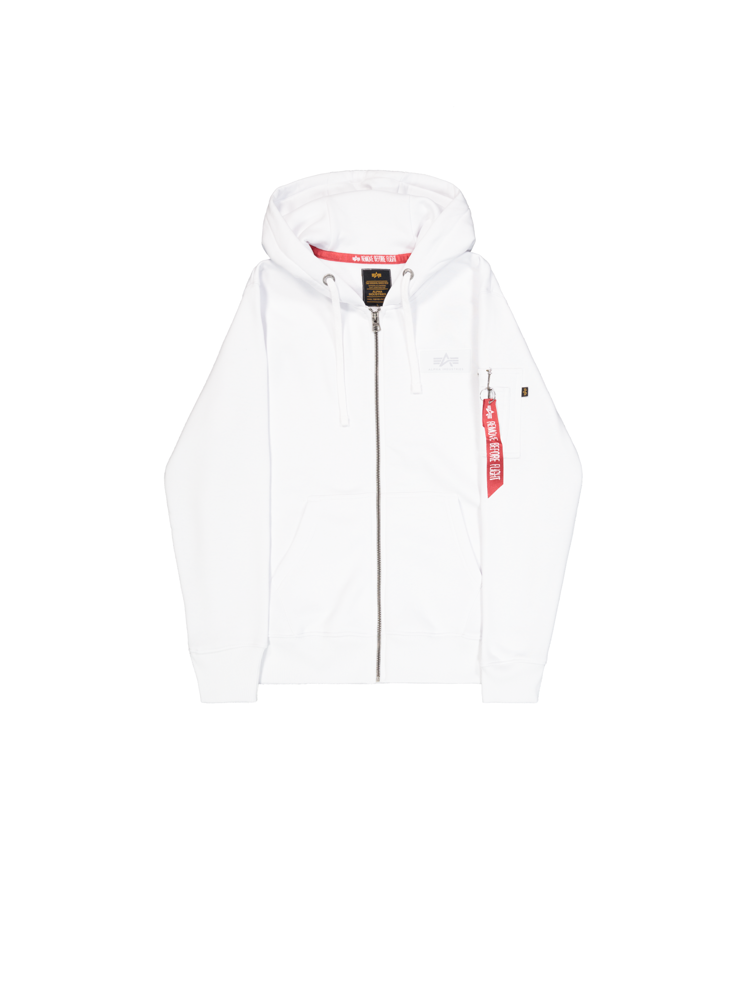 Back Print Zip Hoodie white
