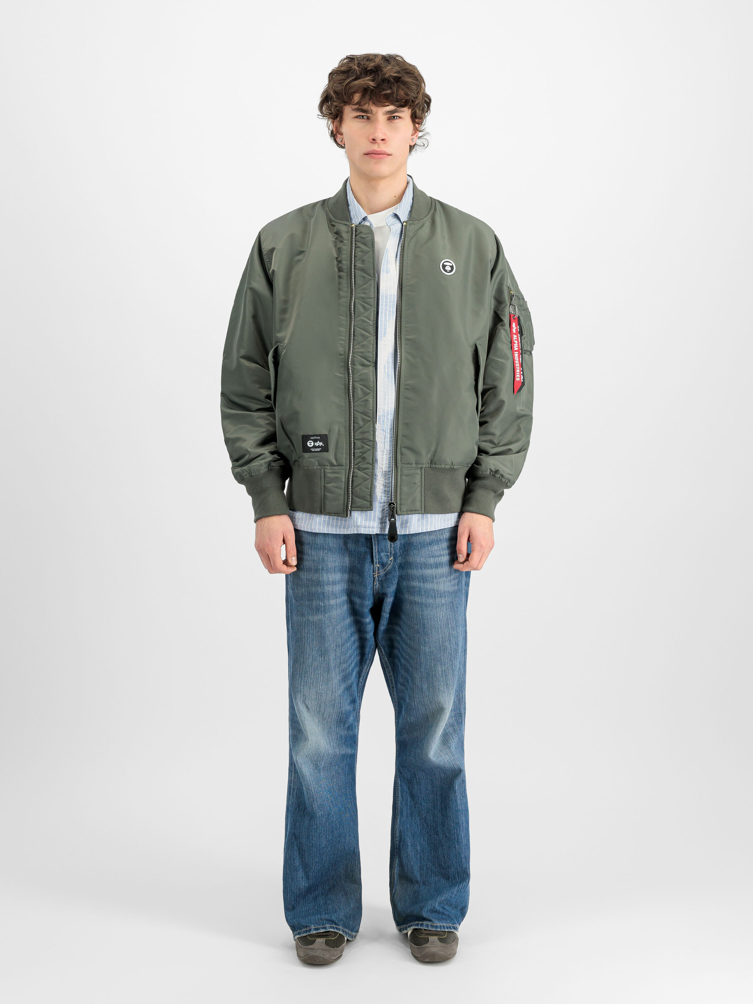 ALPHA x AAPE REVERSIBLE PADDED MA-1 Bomber Jacket castor grey 258162_777_2_model_00001_212797
