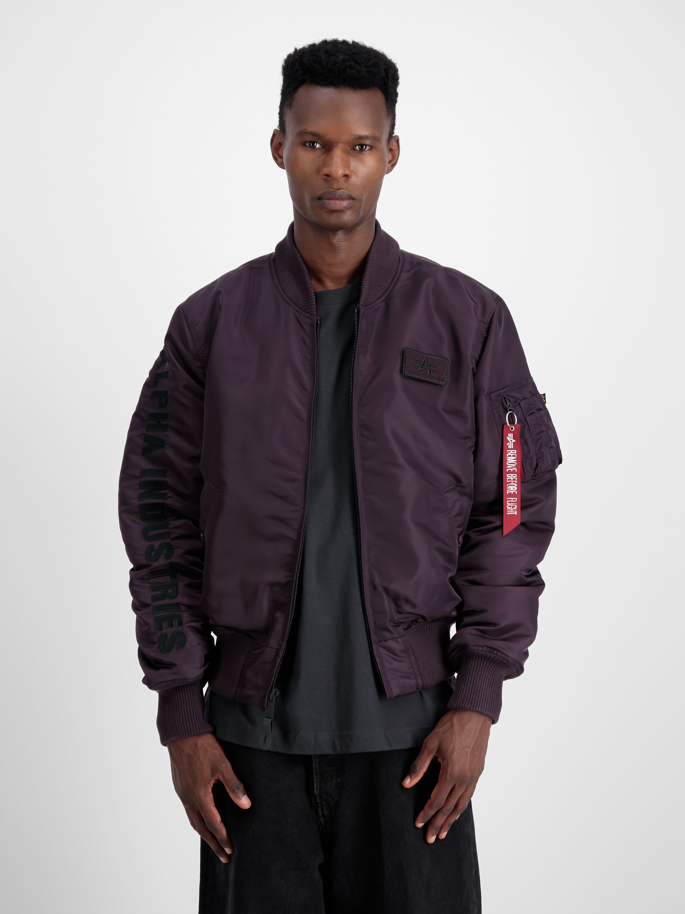 MA-1 D-Tec Sleeve Embroidery Bomber Jacket Plum 133104_719_3_detail_00001_97683