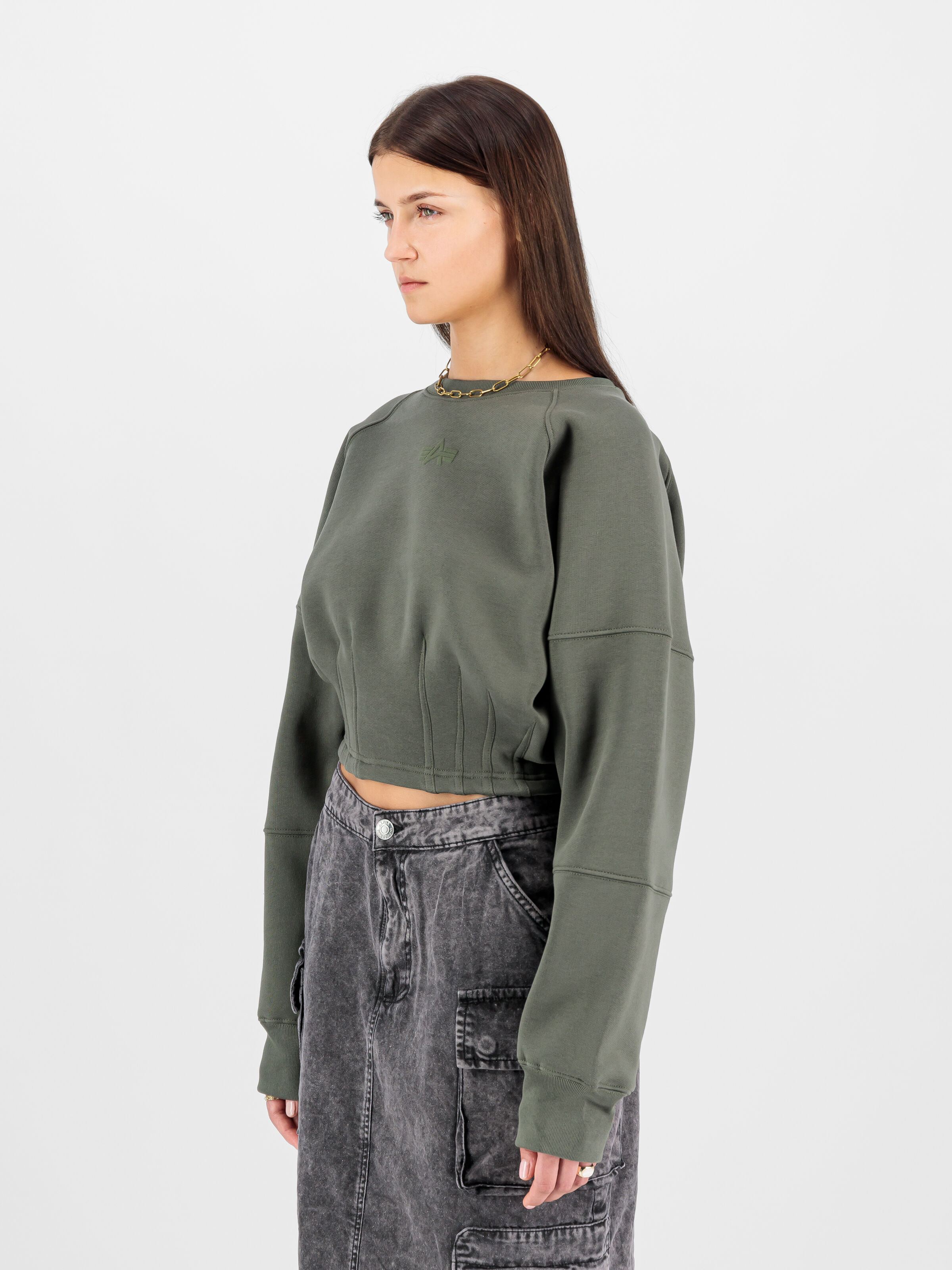 Waisted Sweatshirt Women dark olive 148031_142_2_model_00003_103656