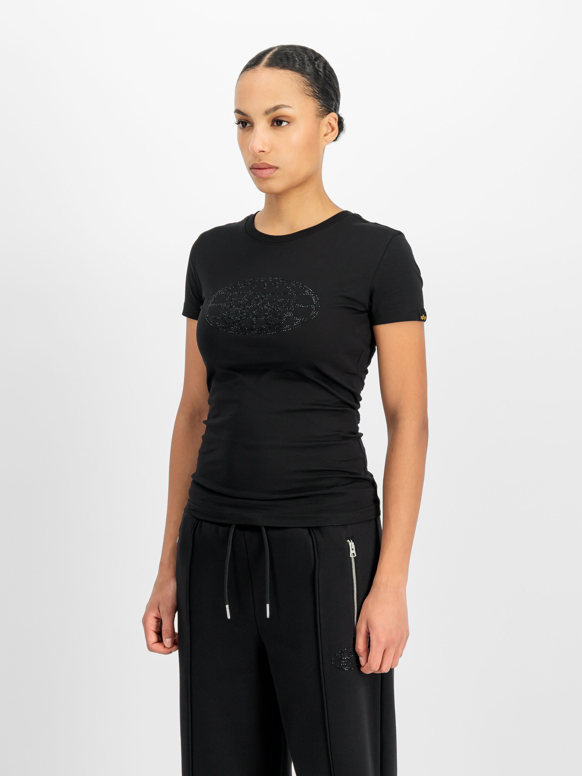 Rhinestone World Logo T-Shirt Women black 268060_03_2_model_00002_230342