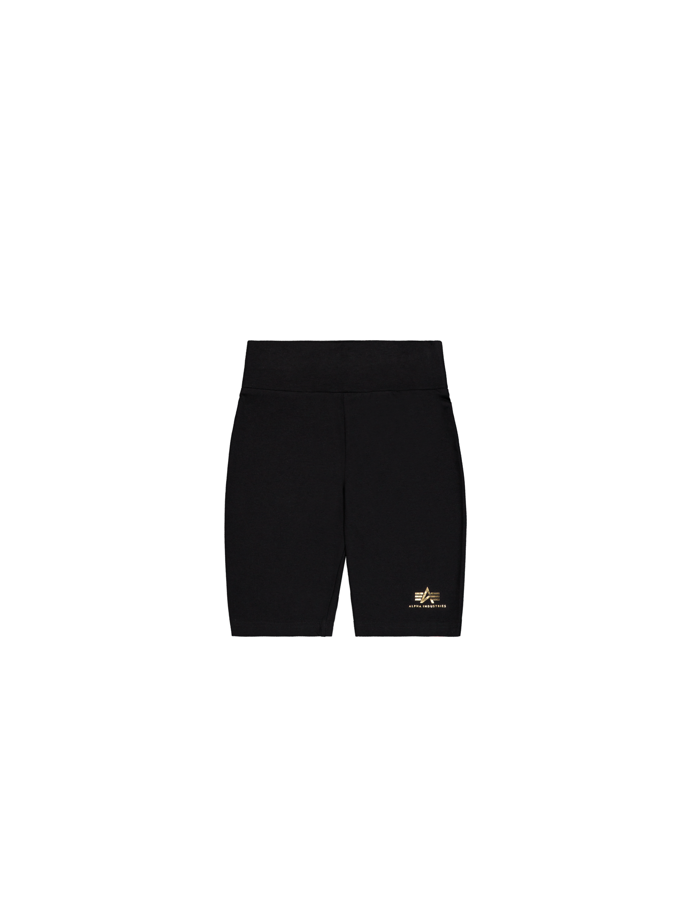 Basic Small Logo Foil Print Bike Short Women black/yellow gold 116052FP_583_1_flatlay_00001_222023.png
