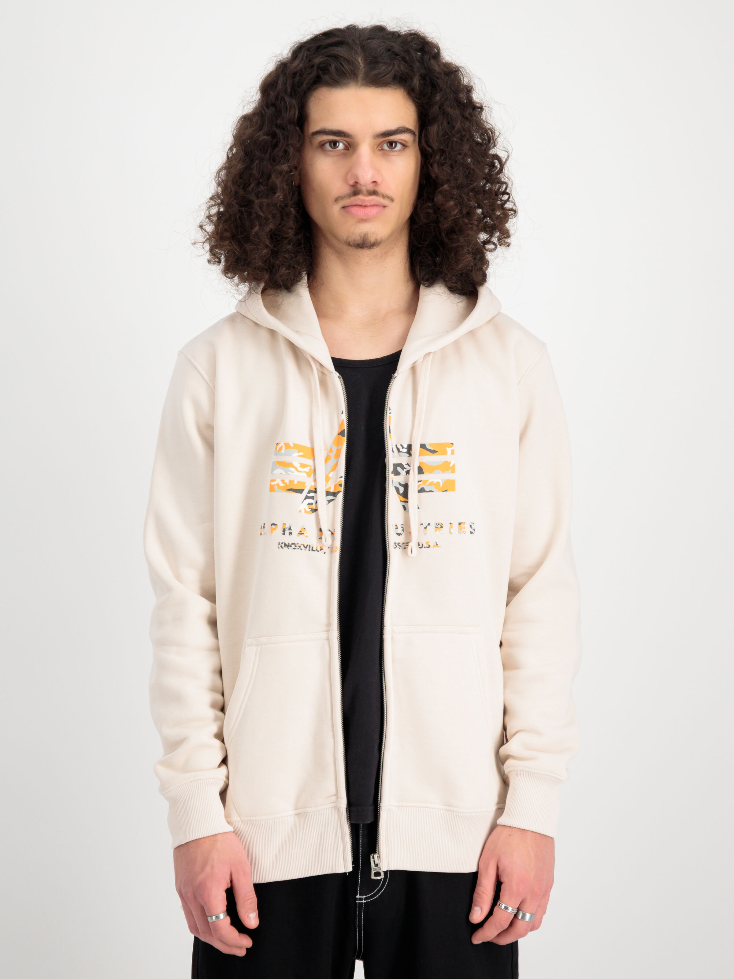 Basic Puff Print Camo Zip Hoodie jet stream white 178325PPC_578_00006_182230