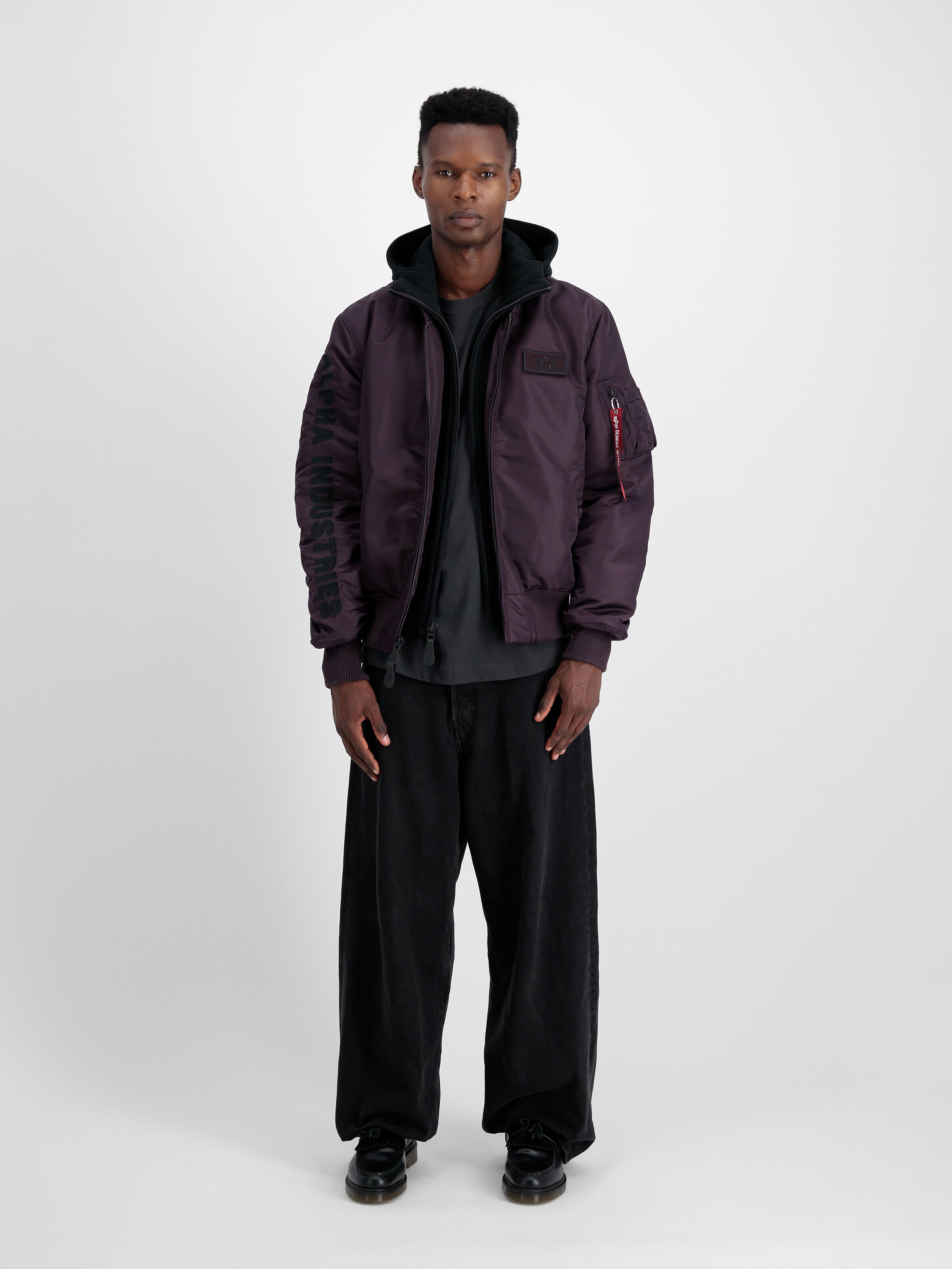 MA-1 D-Tec Sleeve Embroidery Bomber Jacket Plum 133104_719_2_model_00001_97679