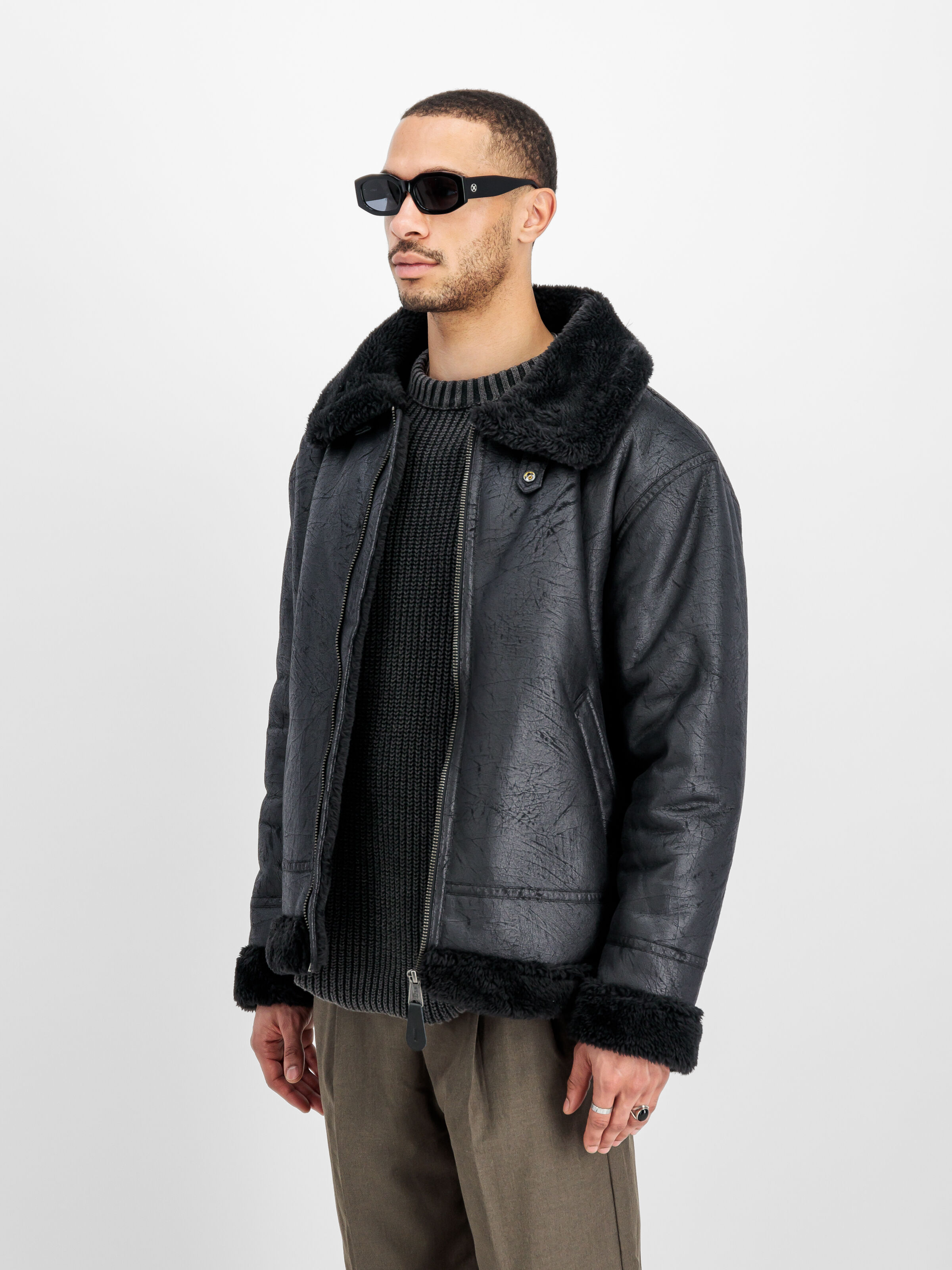 B-3 Faux Leather Bomber Jacket black/black 143106_515_2_model_00003_125845