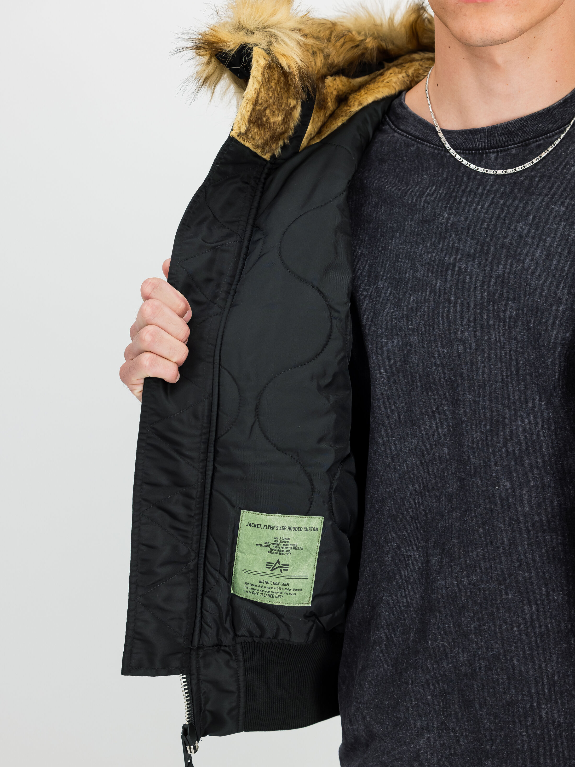 45/P Hooded Custom Bomber Jacket black/reflective 113145_285_3_detail_00001_189092