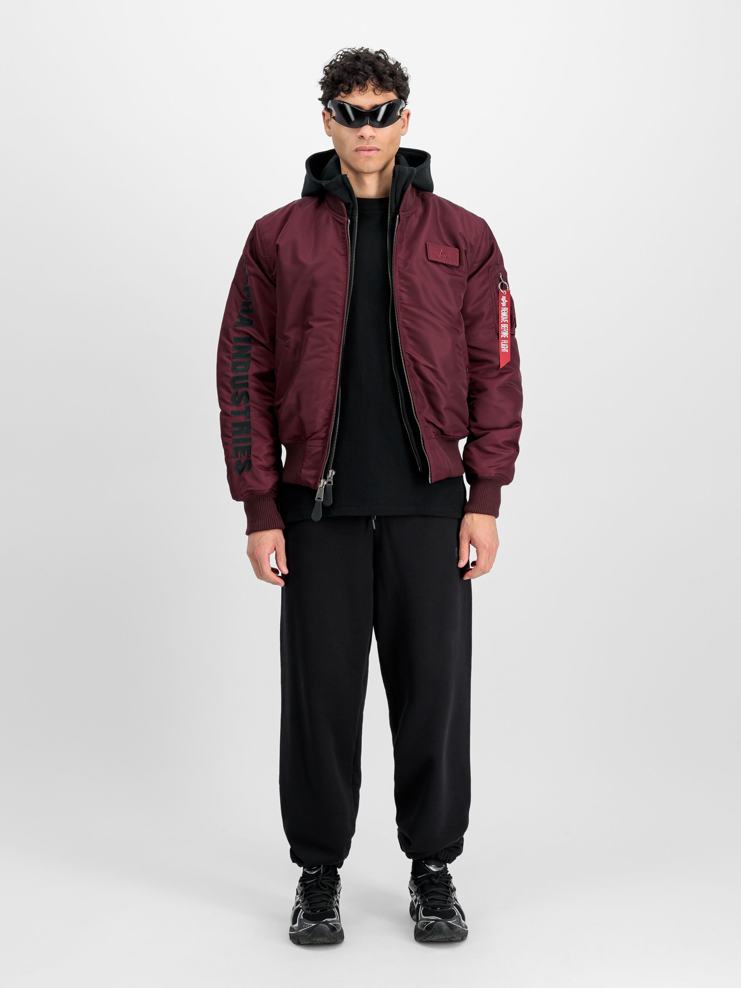 MA-1 D-Tec Sleeve Embroidery Bomber Jacket dark cherry 133104_608_2_model_00001_163749