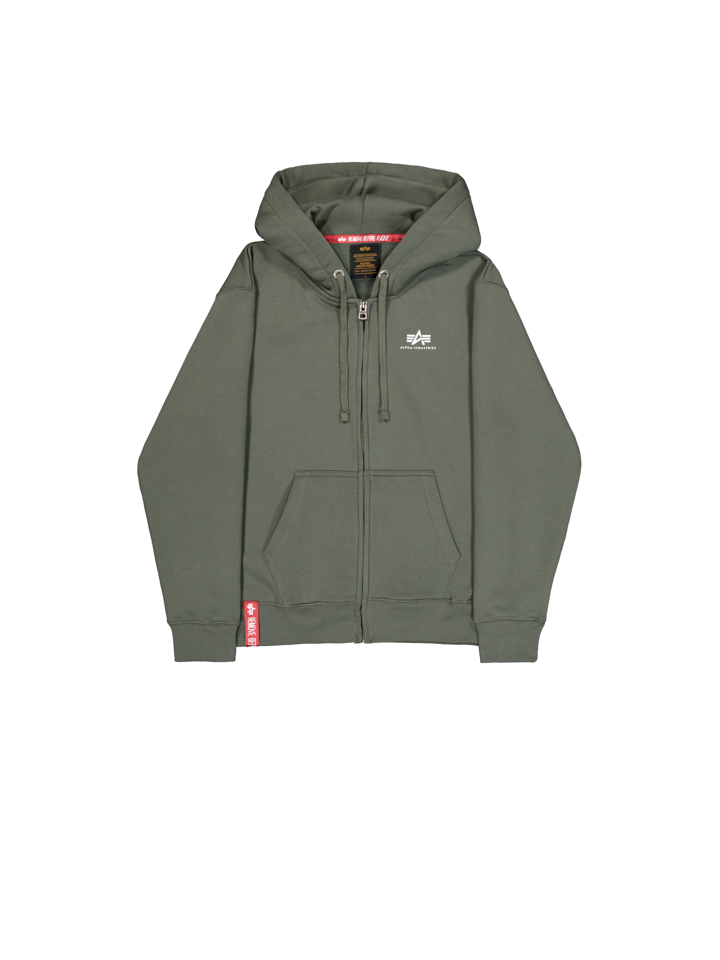 Basic Small Logo Zip Hoodie dark olive