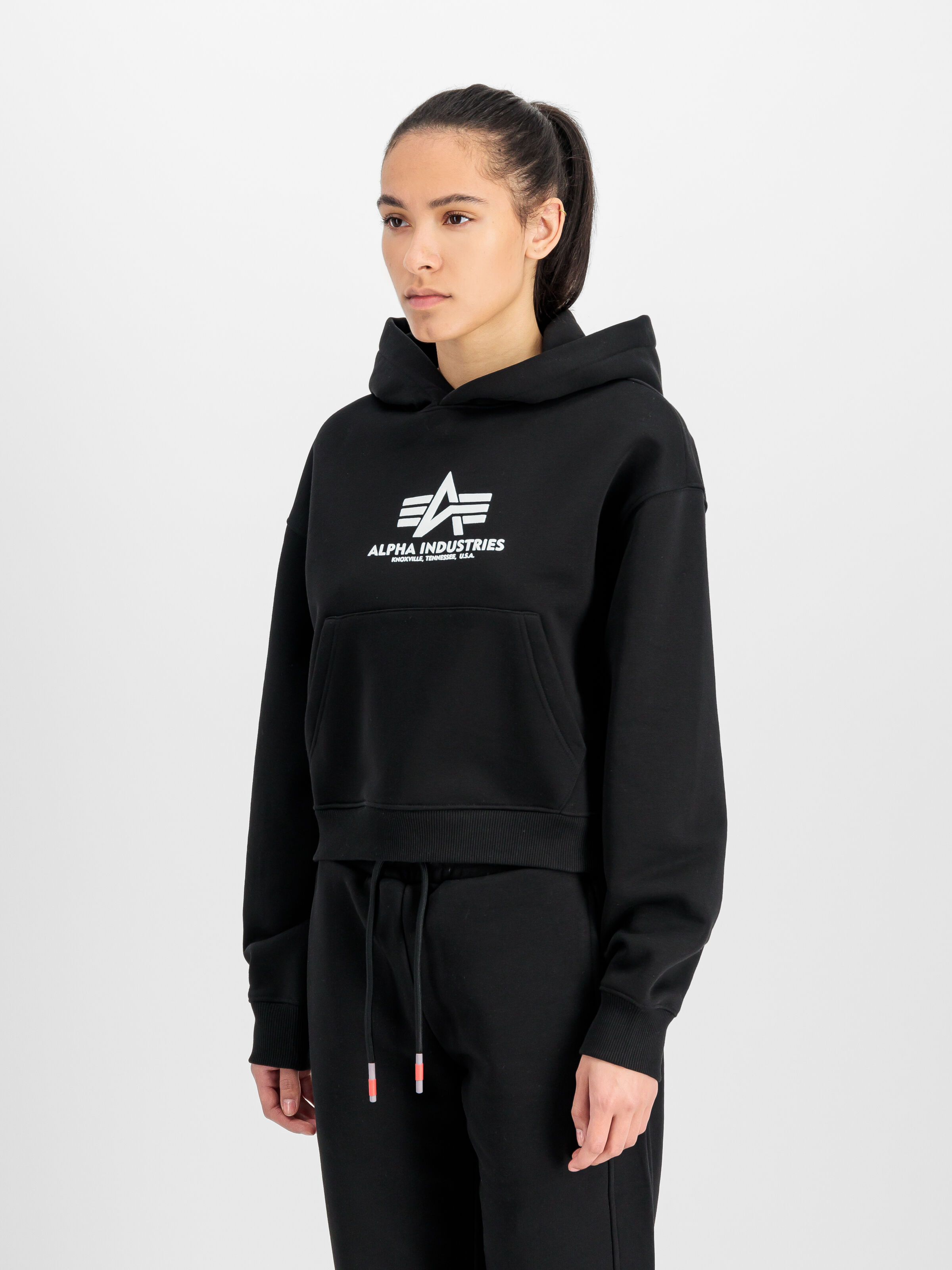 Basic Big Logo Puff Print Hoodie Women black 258040_03_2_model_00002_165824