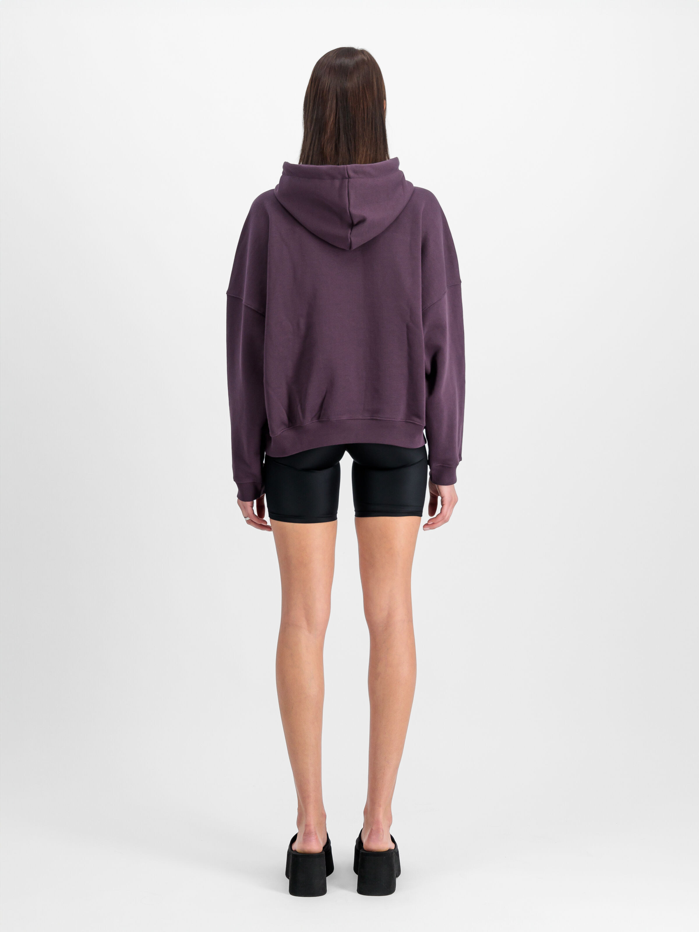 Alpha Essentials Rubber Logo Hoodie Women Plum 146041_719_2_model_00002_103891