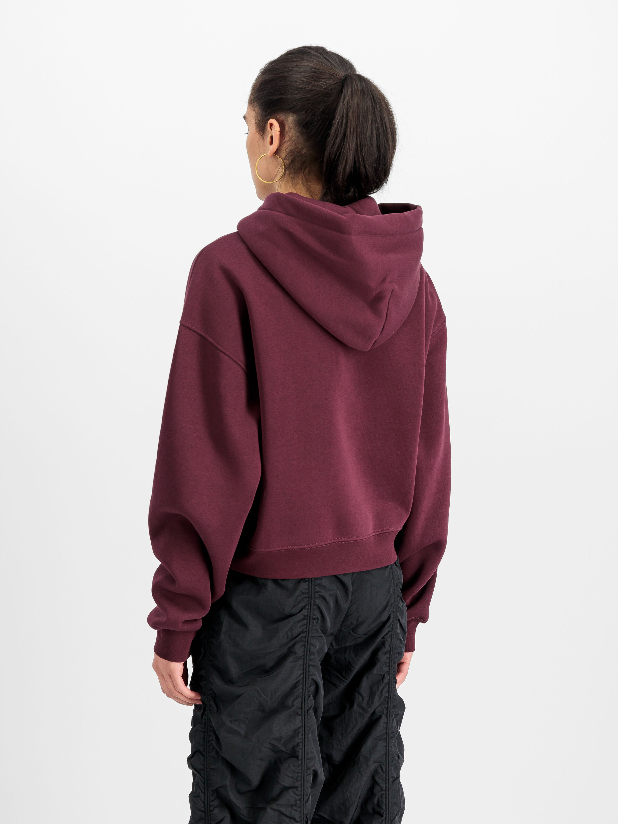 Basic Big Logo Puff Print Hoodie Women dark cherry 258040_608_2_model_00003_165860