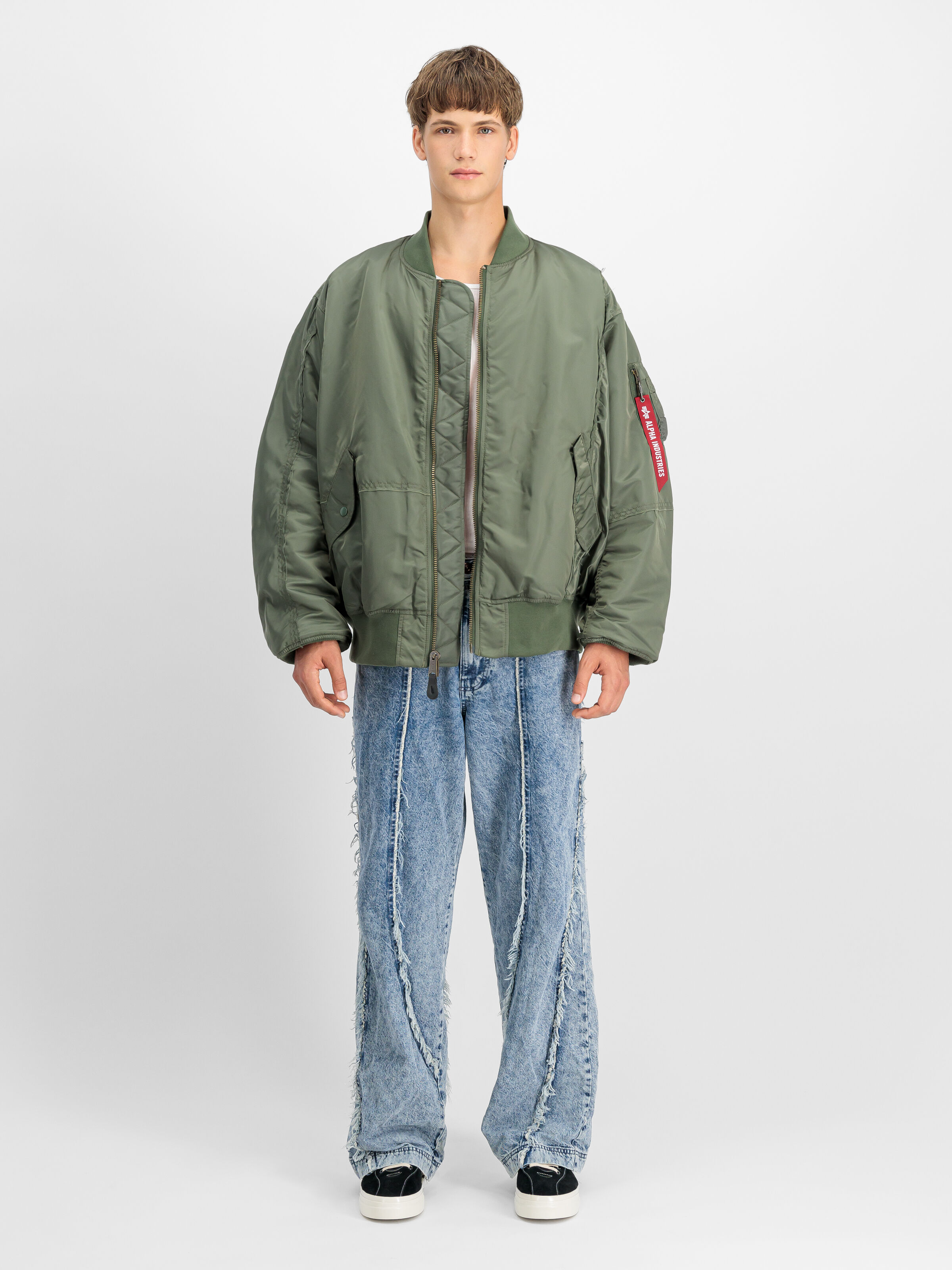 ALPHA X MASTERMIND PATCHWORK MA-1 Bomber Jacket olive 148155_11_2_model_00001_104044