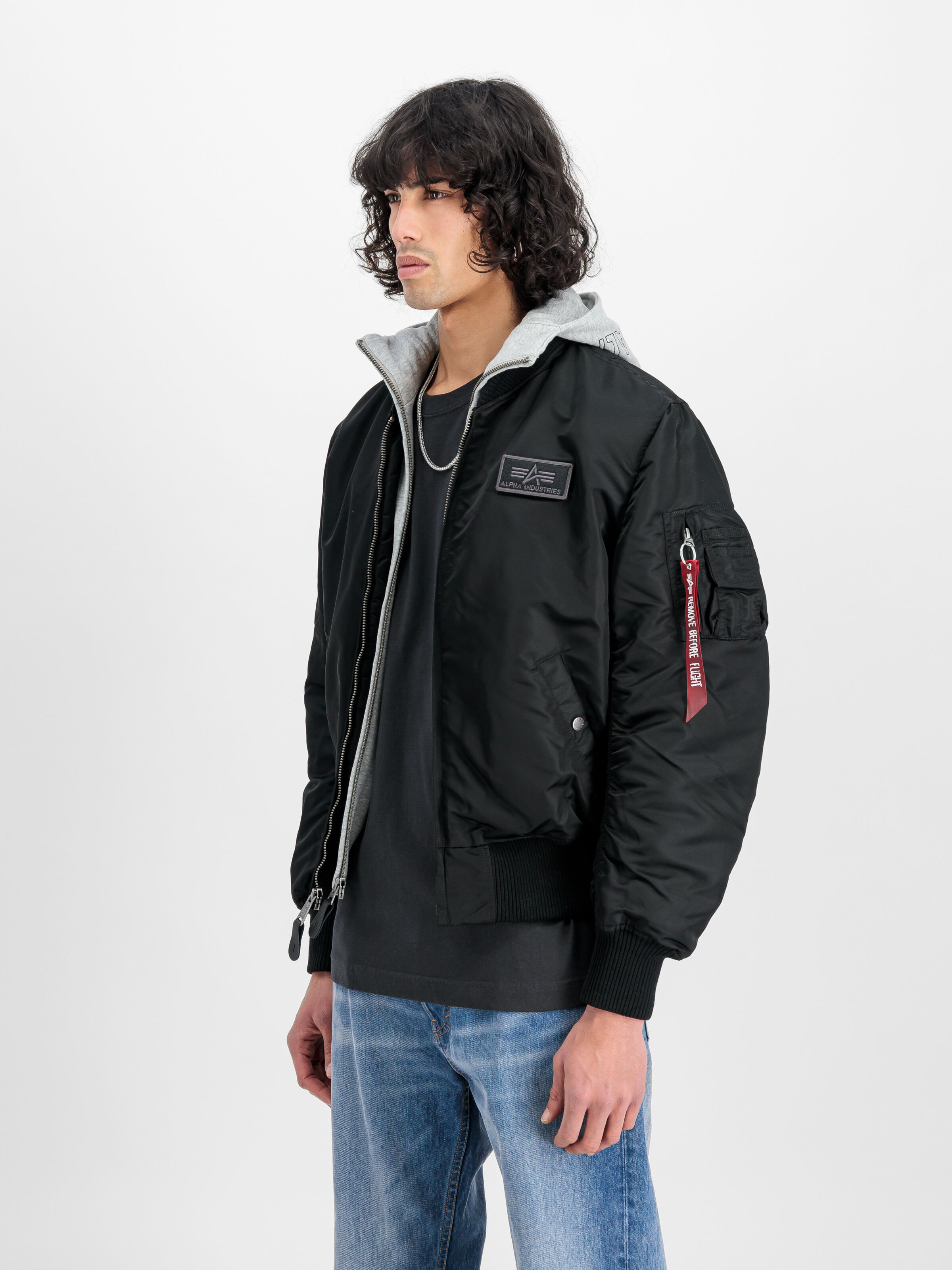 MA-1 D-Tec Hood Bomber Jacket black 183110_03_2_model_00003_127963
