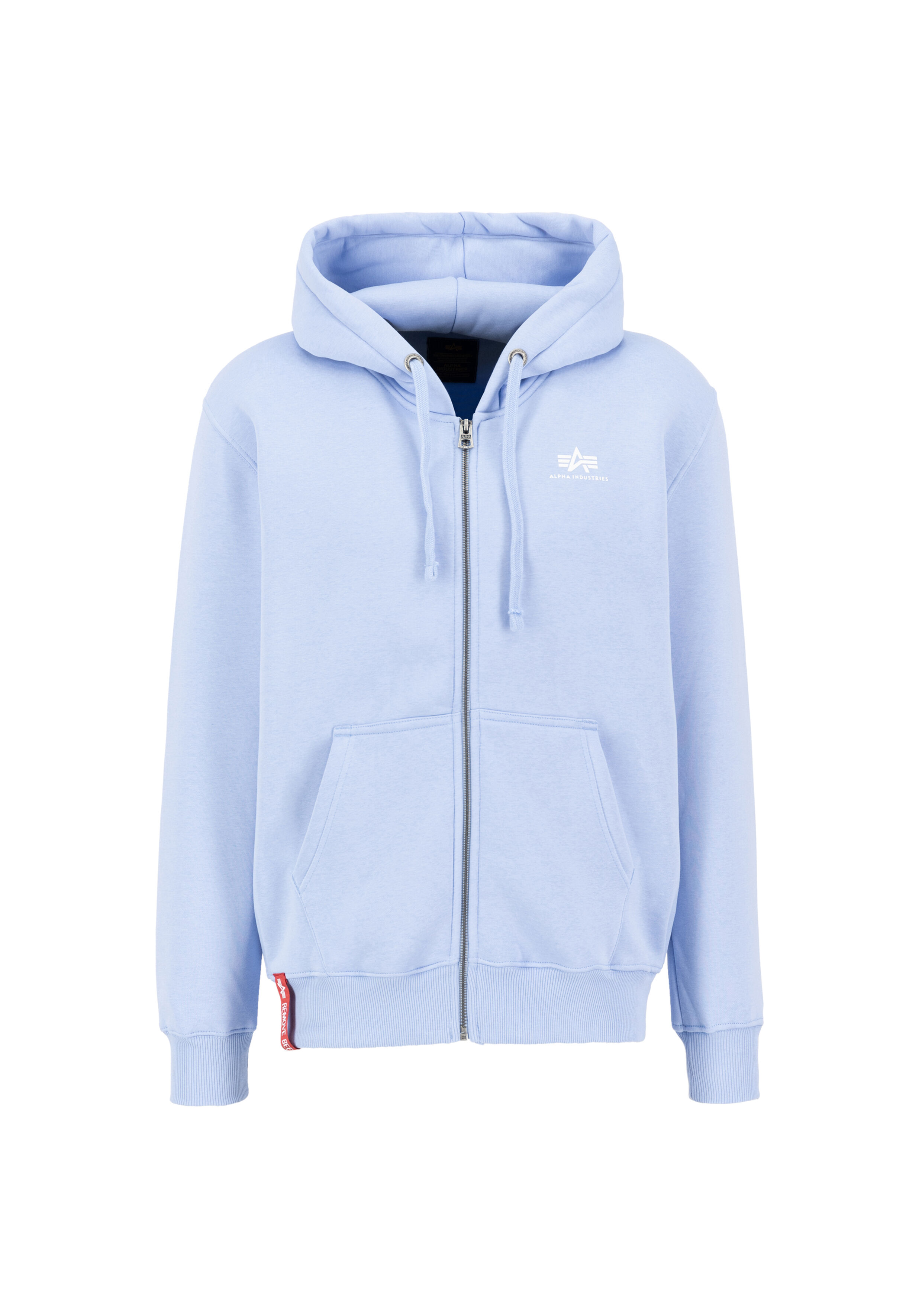Basic Small Logo Zip Hoodie light blue