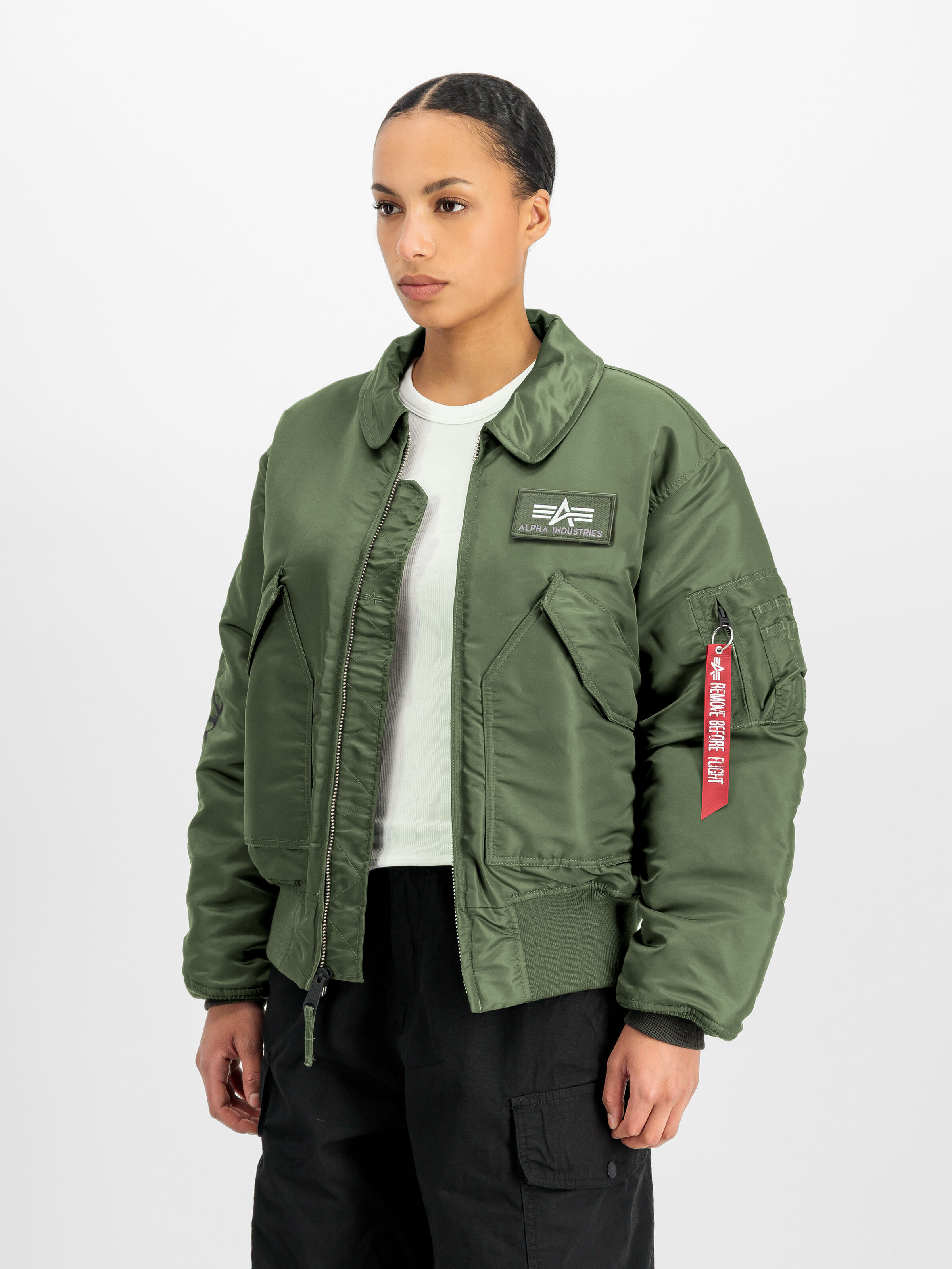 ALPHA x NO PROBLEMO CWU-45 Bomber Jacket sage-green 268175_01_2_model_00006_246211