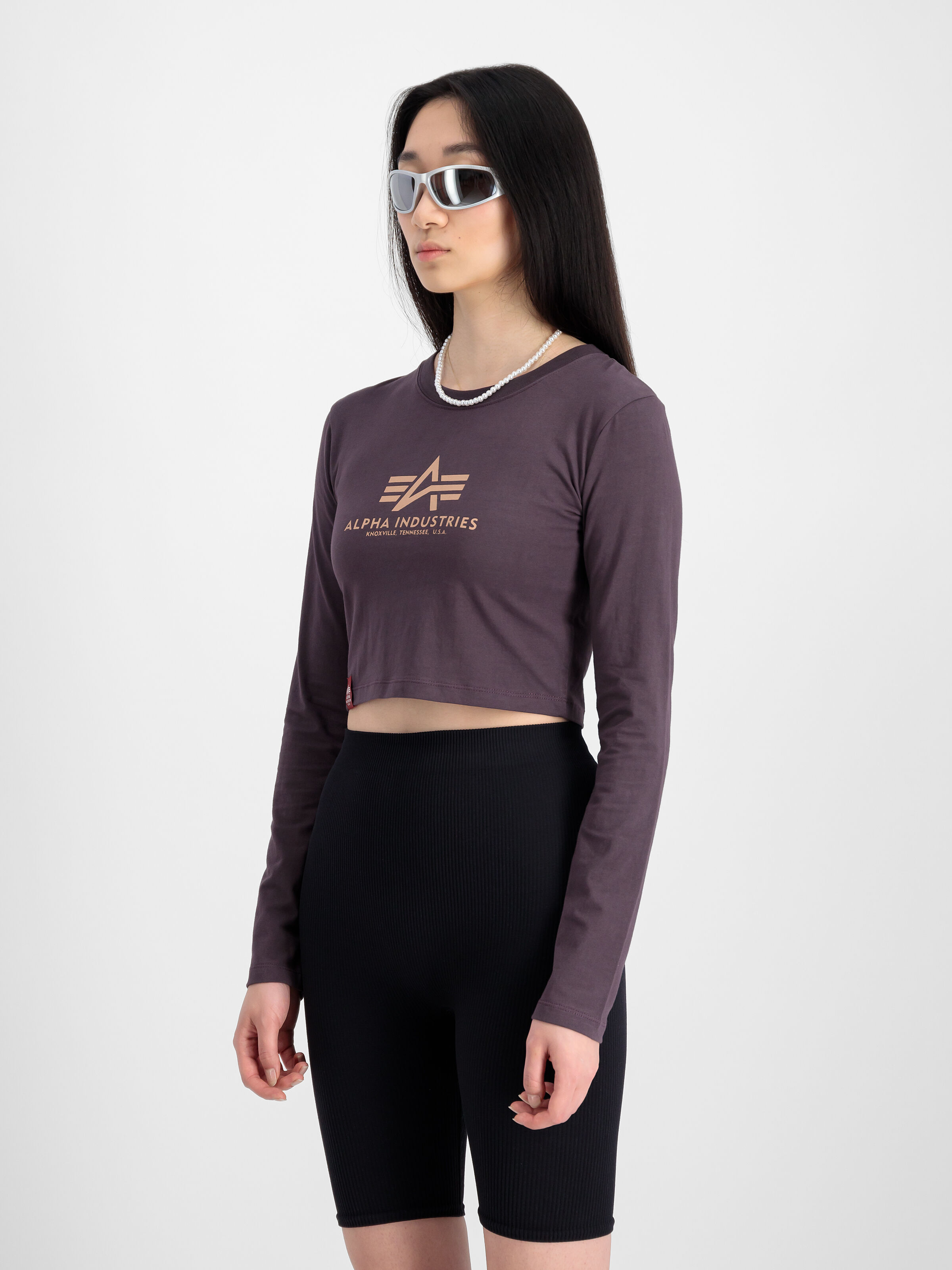 Basic Cropped Longsleeve Women Plum 116076_719_2_model_00003_97213