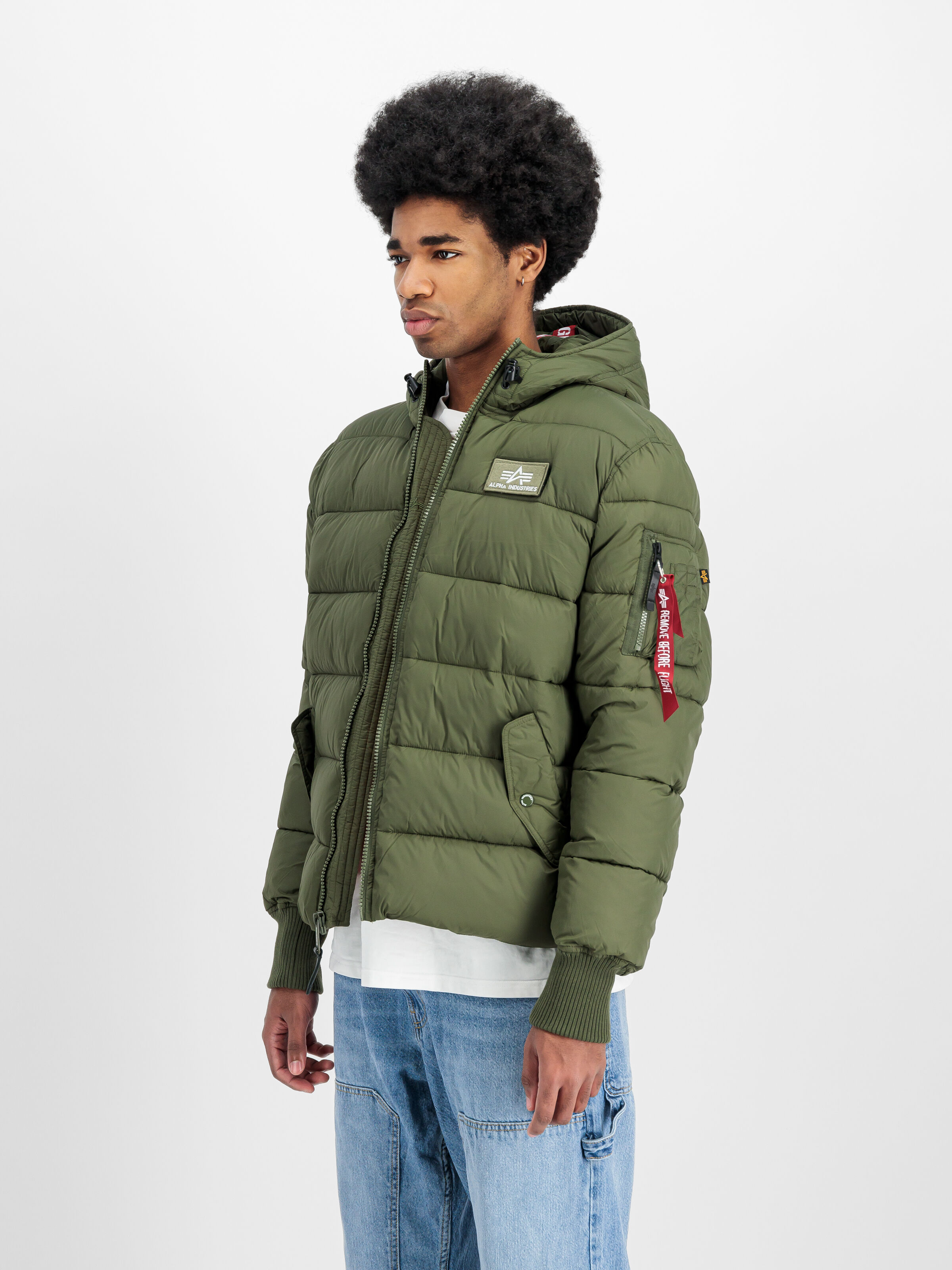 Hooded Puffer Alpha Faux Down Winter Jacket dark green 118113_257_2_model_00003_130635