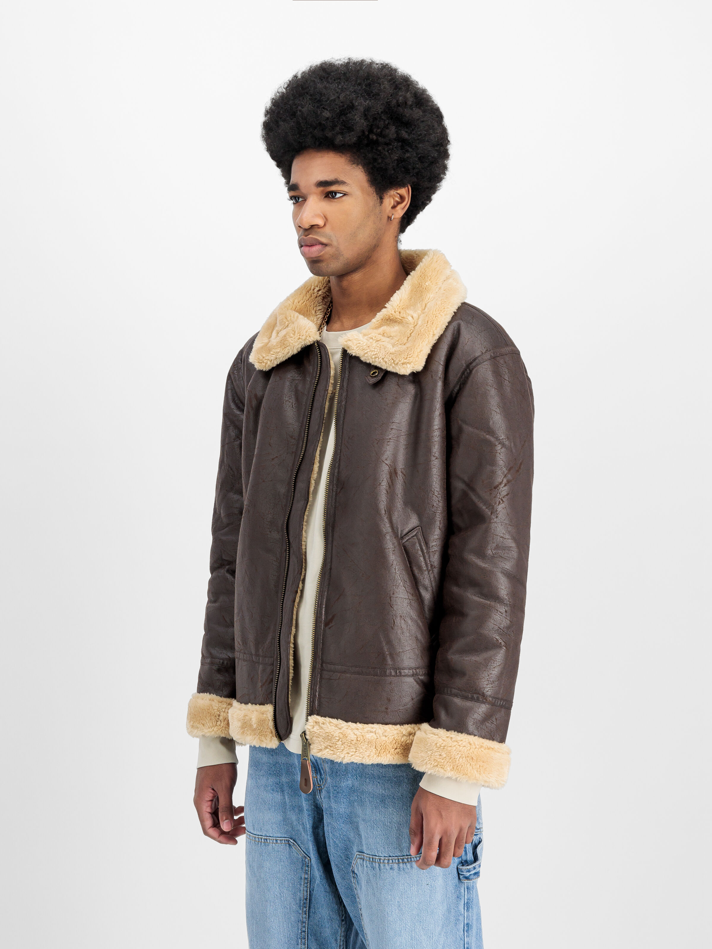 B-3 Faux Leather Bomber Jacket vintage brown 143106_250_2_model_00003_131155
