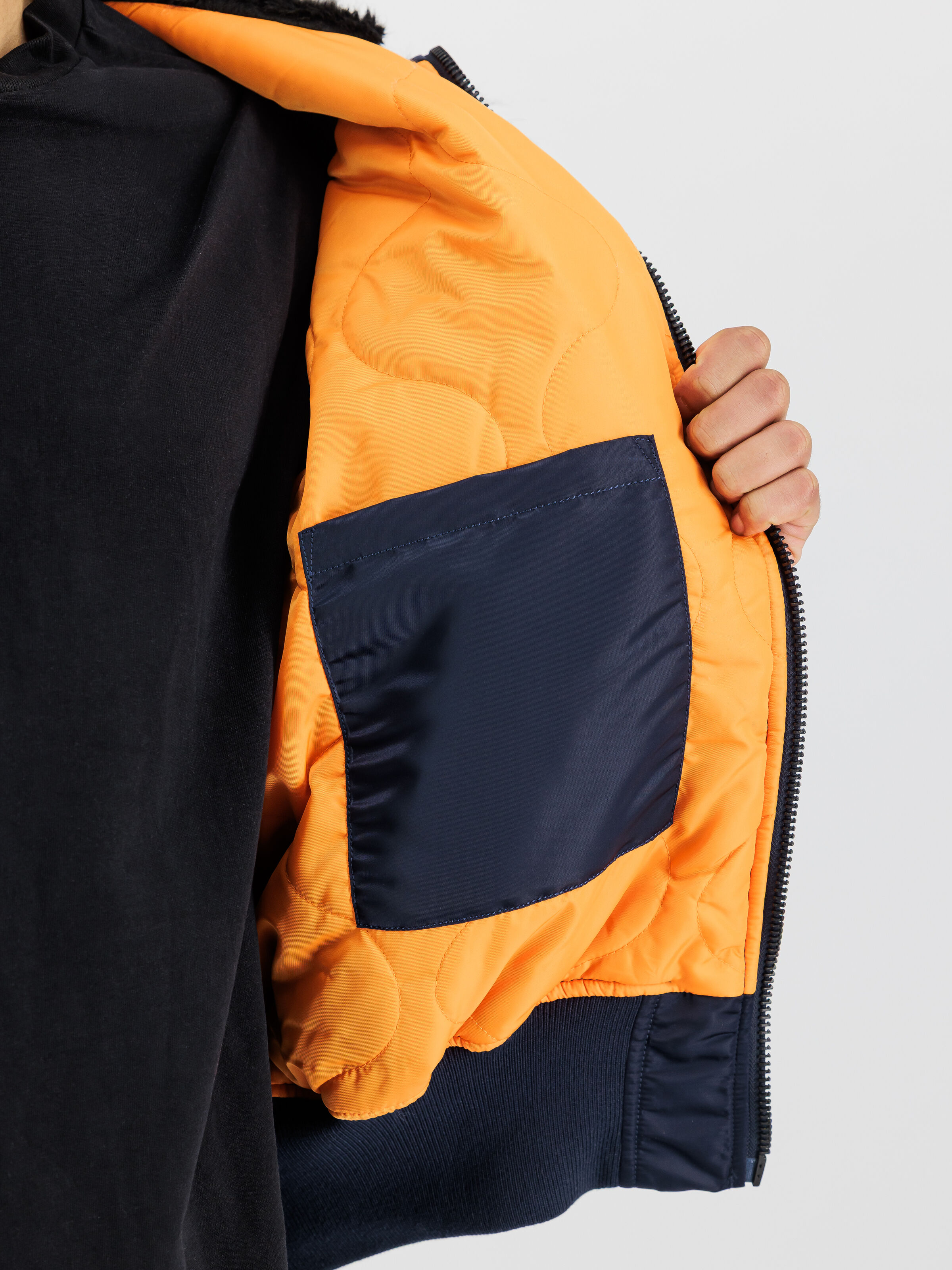 45/P Hooded Custom Bomber Jacket ultra navy 113145_697_3_detail_00002_162267