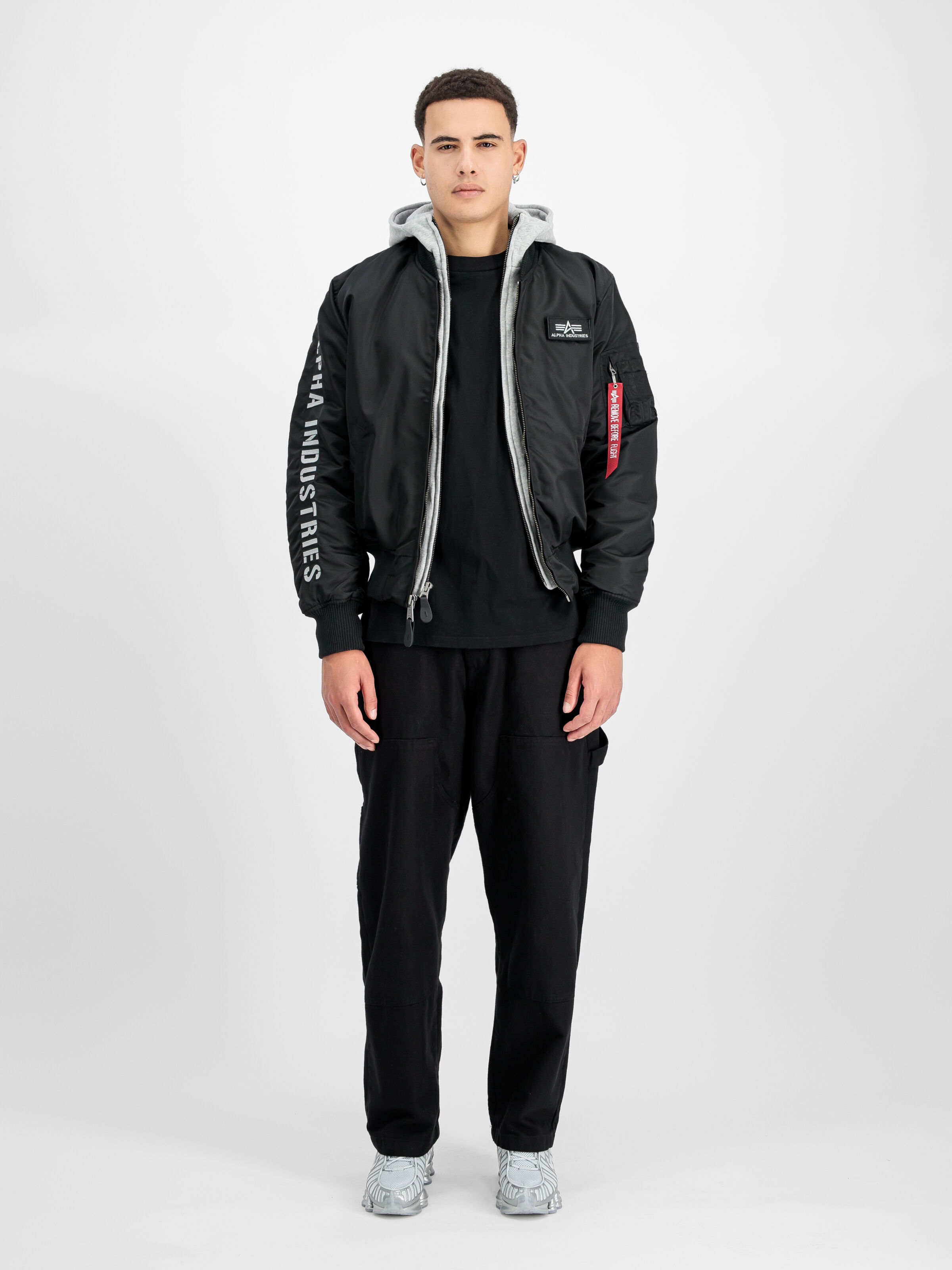 MA-1 D-Tec Sleeve Embroidery Bomber Jacket black/grey 133104_198_2_model_00001_184594