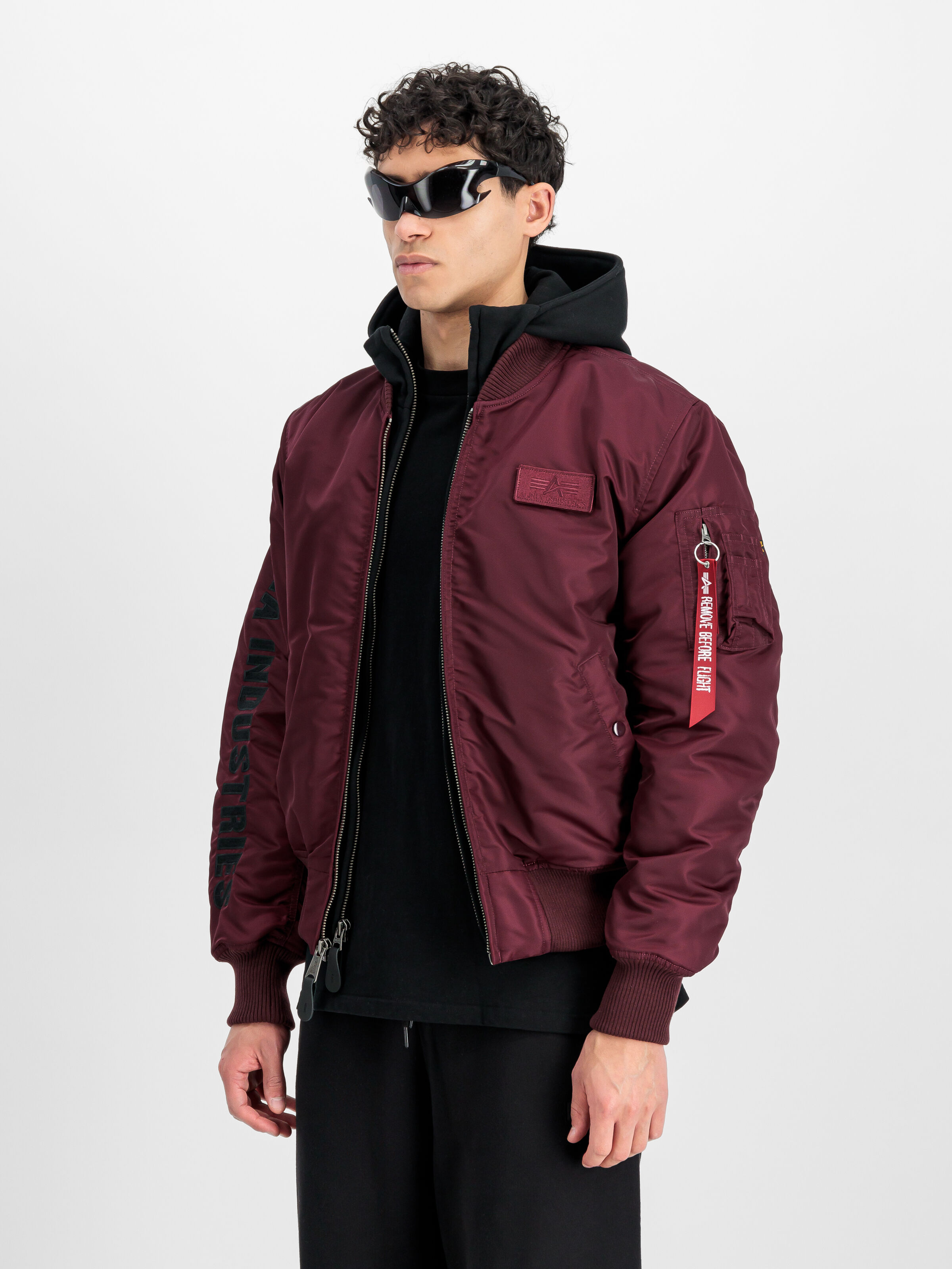 MA-1 D-Tec Sleeve Embroidery Bomber Jacket dark cherry 133104_608_2_model_00002_163750